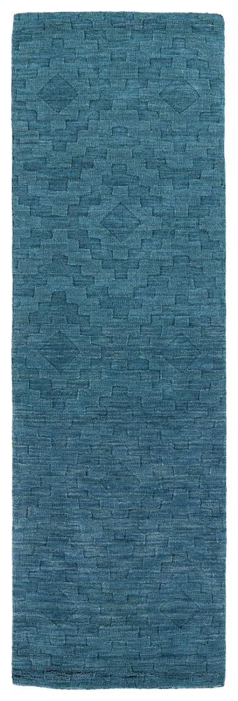 Kaleen IPM04-78-268 Imprints Modern 3 X 8 (ft) Wool Turquoise Indoor Geometric Moroccan Runner Rug