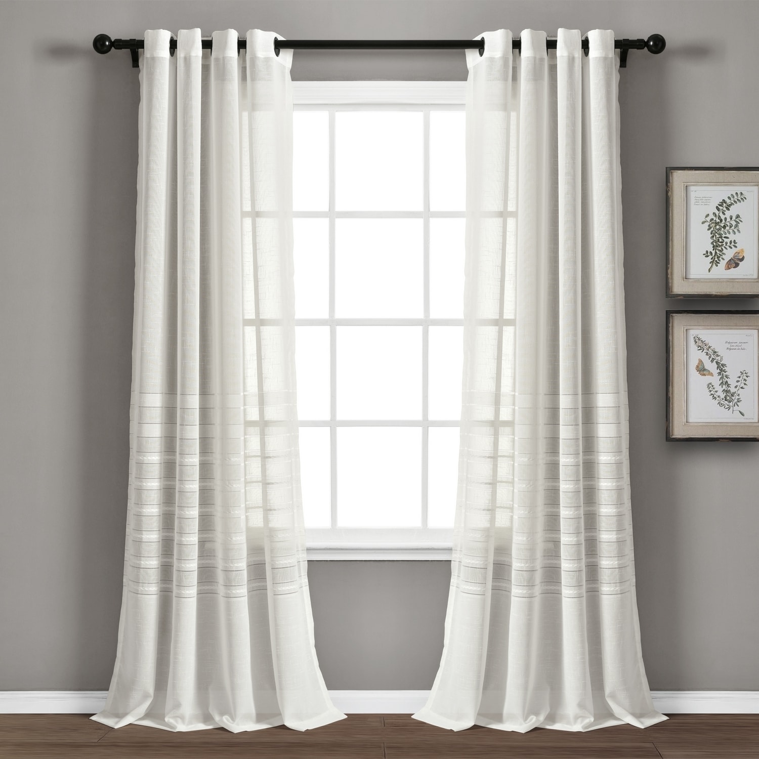 Lush Decor 16T004986 84-Inches WHITE Sheer Grommet Curtain panel pair