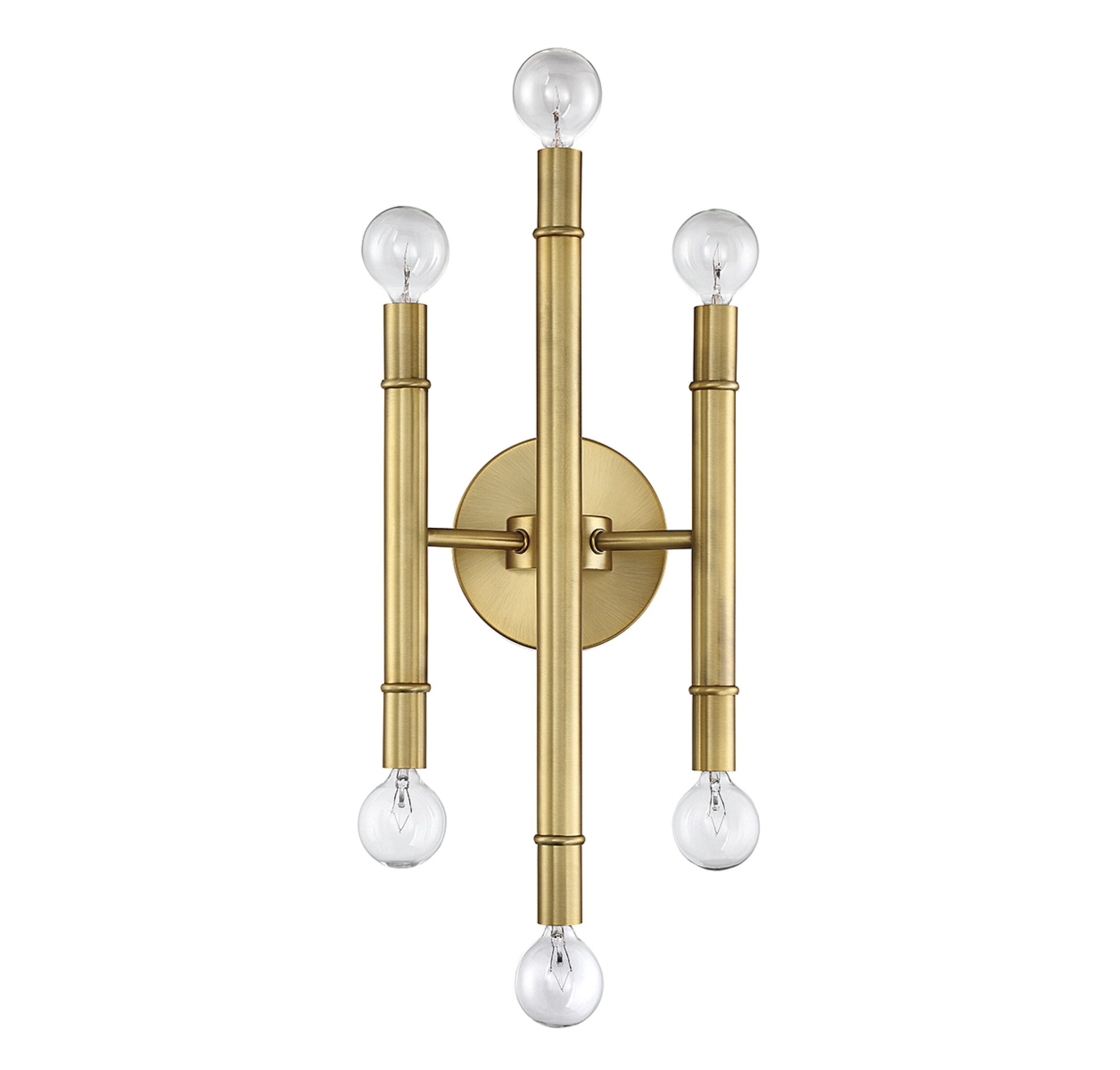 Natural Brass 6-Light Dimmable Wall Sconce