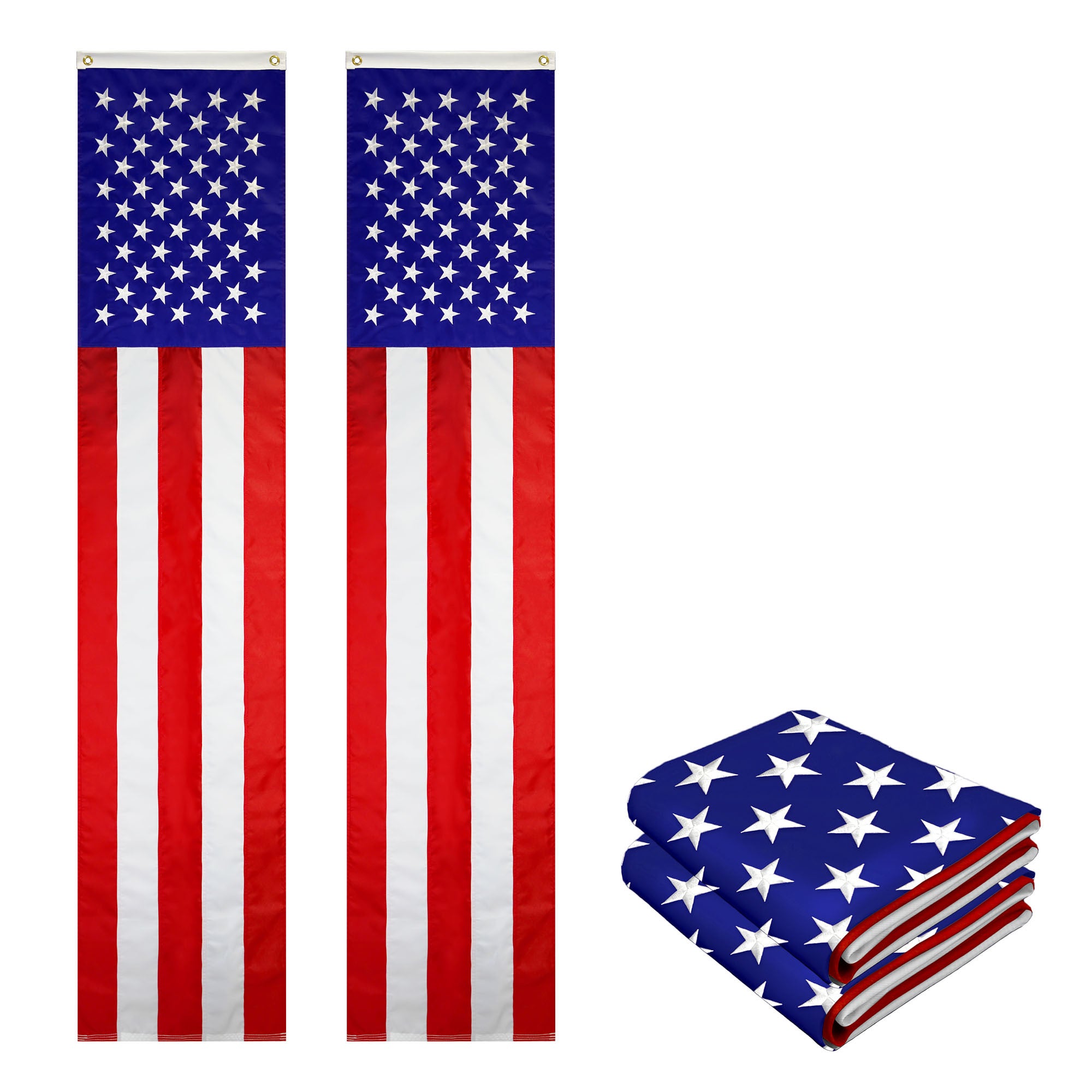 G128 2-Pack 1.67-ft W x 8-ft H American USA Pull Down Bunting Embroidered Flag