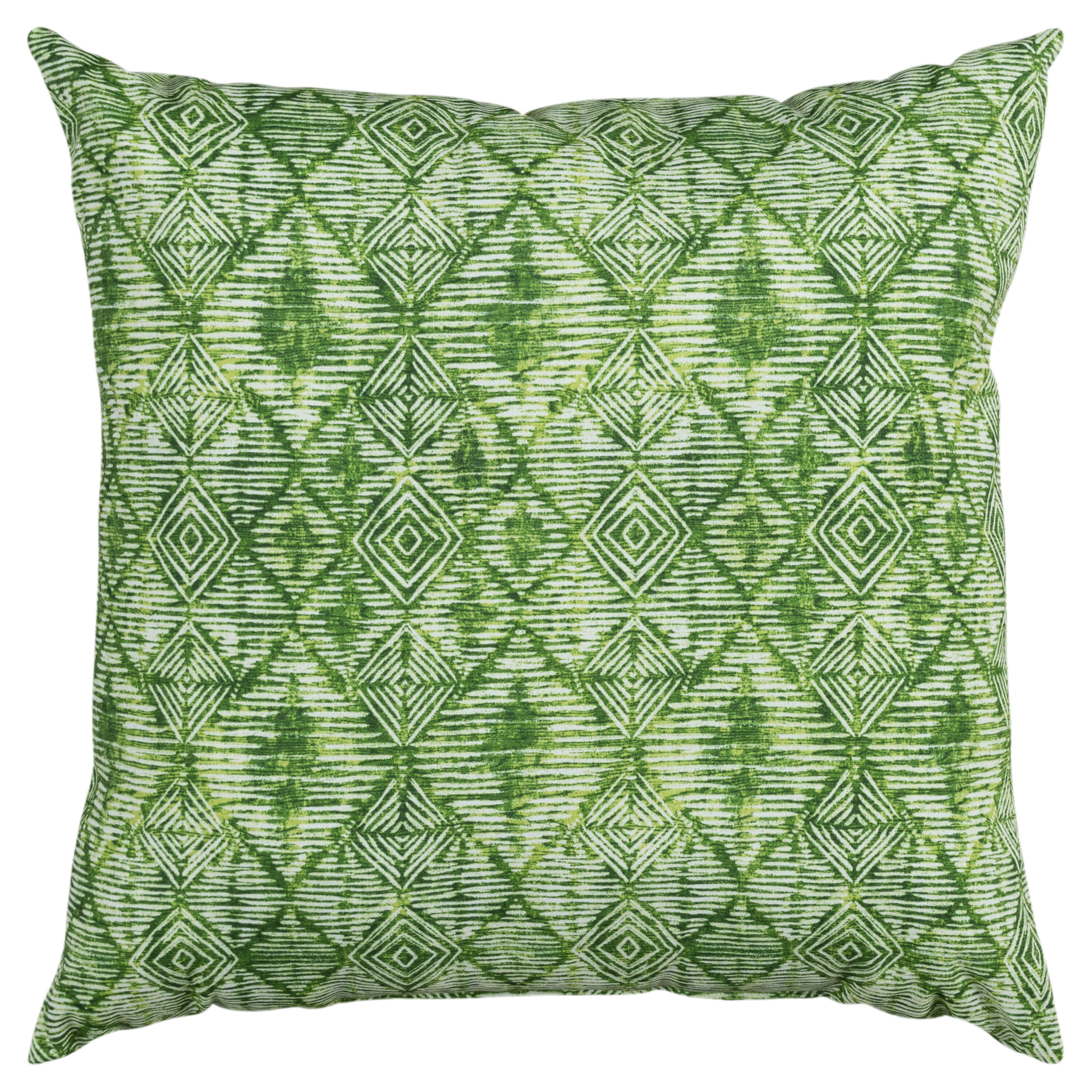 Green Geometric 22" Square Indoor/Outdoor Throw Pillow