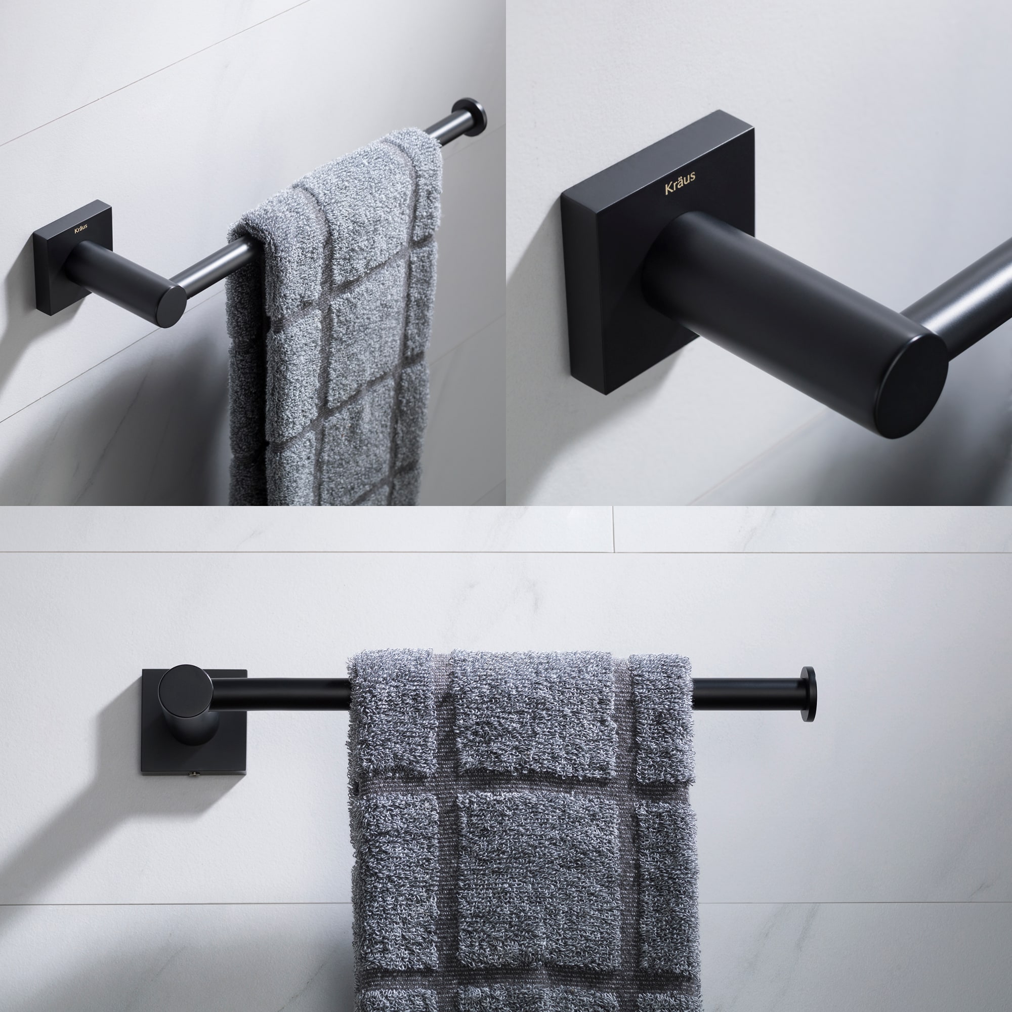 Matte Black Solid Brass Wall Mounted Towel Bar