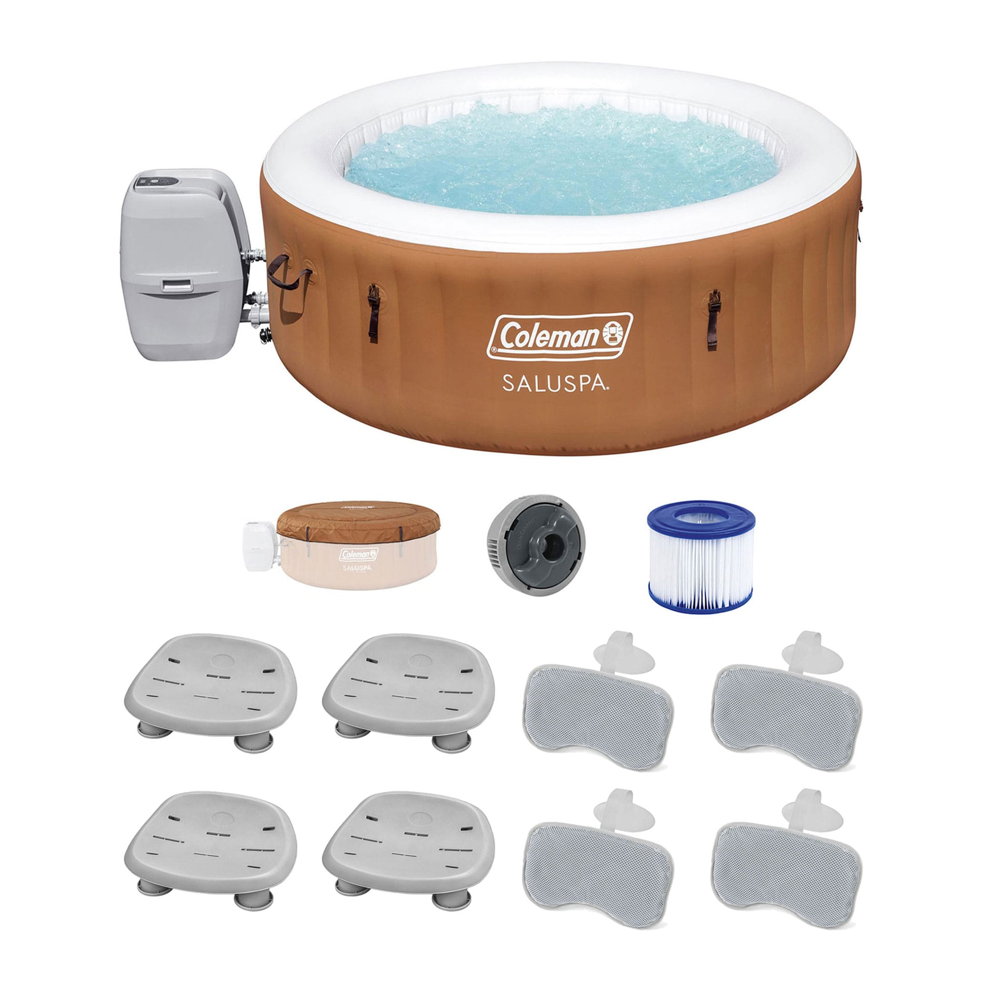 Bestway 396546 SaluSpa 120 Jet 4 -Person Inflatable Round Hot Tub (Cover Included)