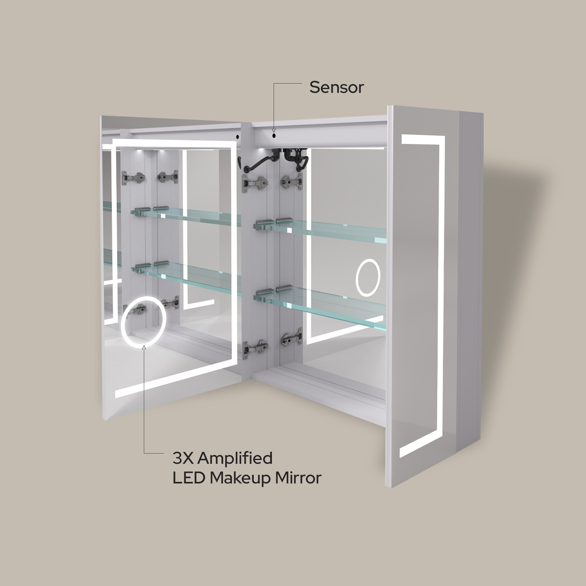 Ayna Decors AMCNE3032LEDC Bathroom-Medicine-Cabinets - View #7