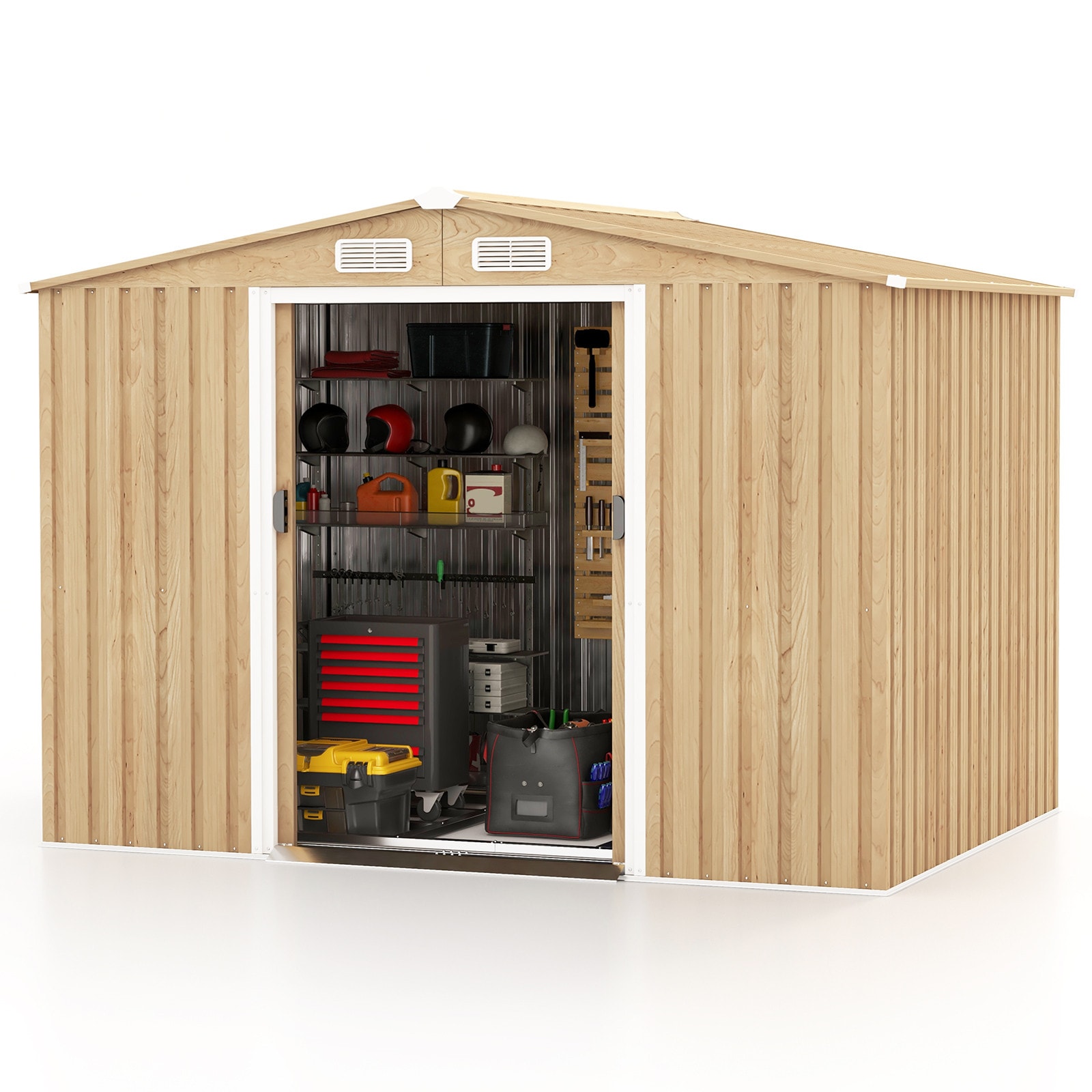 Brown Galvanized Steel Gable Roof Storage Shed