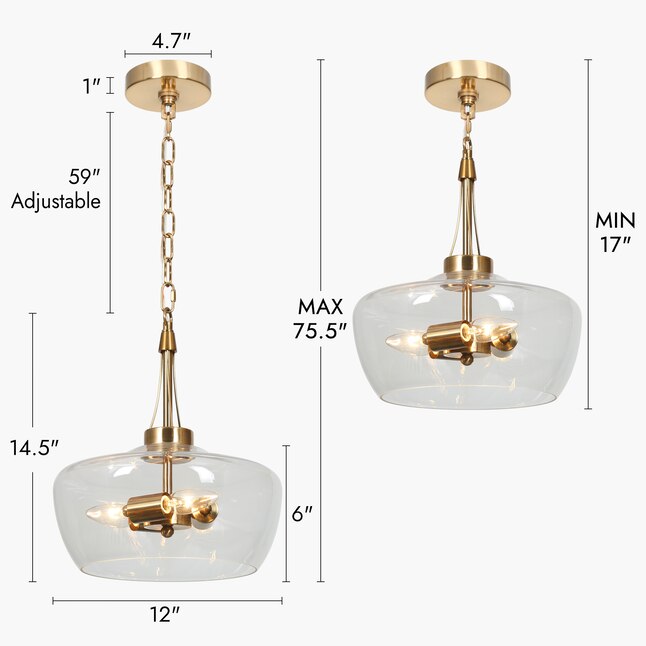 ZEVNI Madlen 3-Light Polished Gold Modern/Contemporary LED Dry rated ...