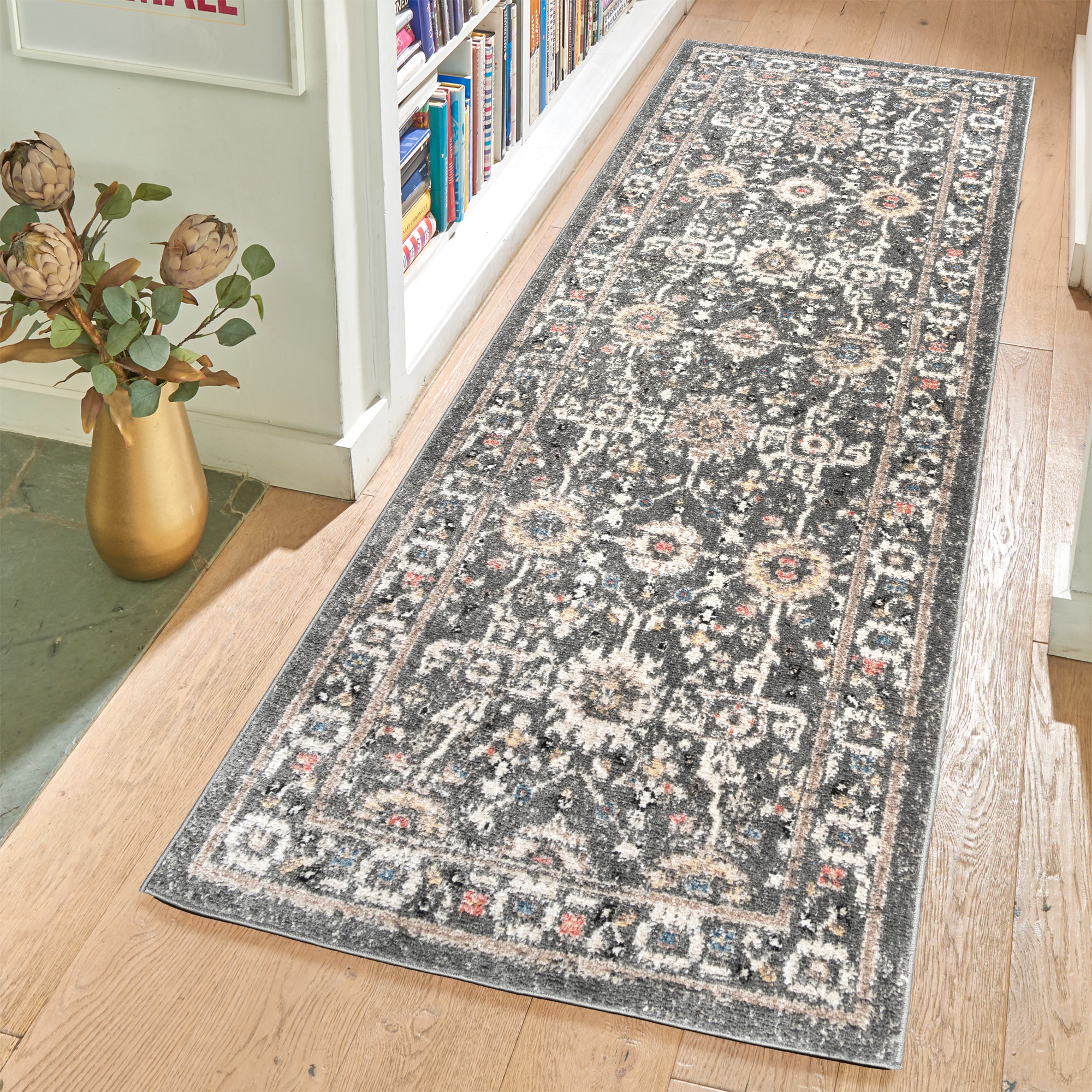 GERTMENIAN 38829 2 x 6 (ft) Loomed Gray Rectangular Indoor Oriental Pet Friendly Runner rug