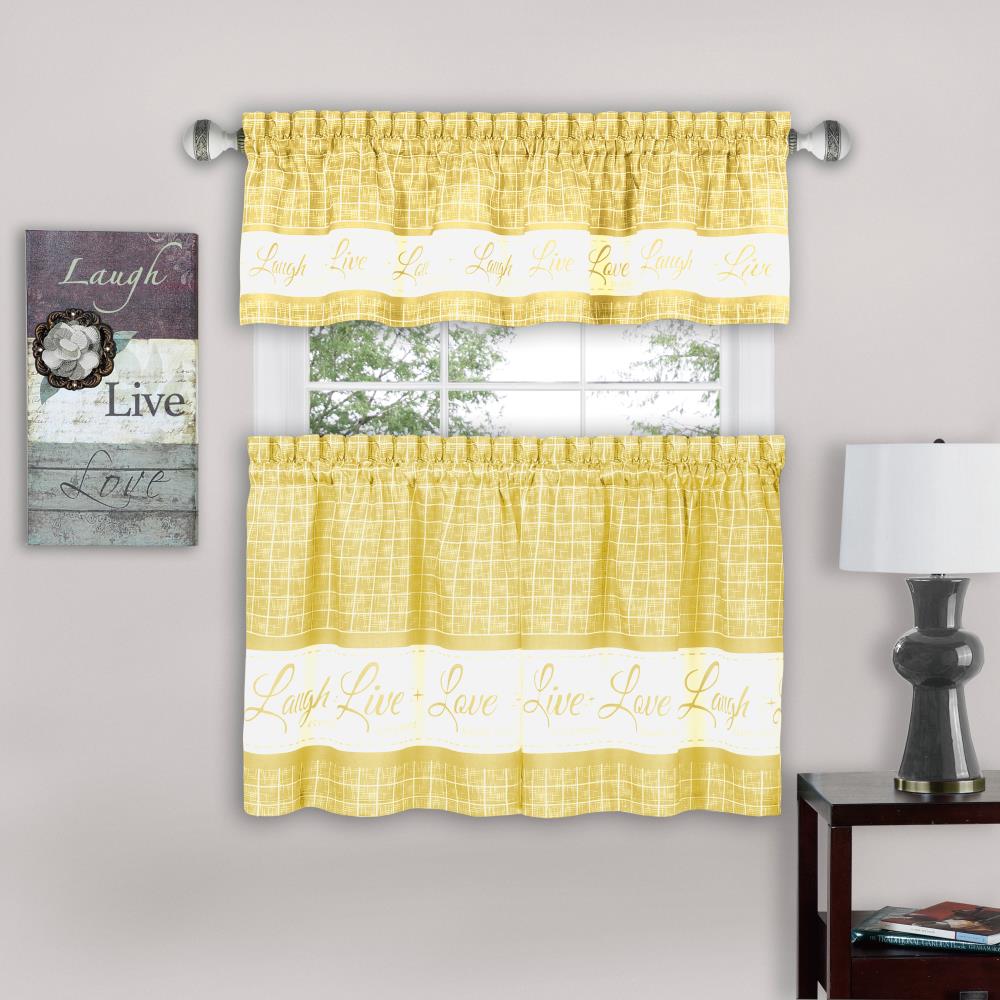 Achim Home Furnishings 58 x 24 Yellow Lemon Drop Tier and Valance Window Curtain Set 