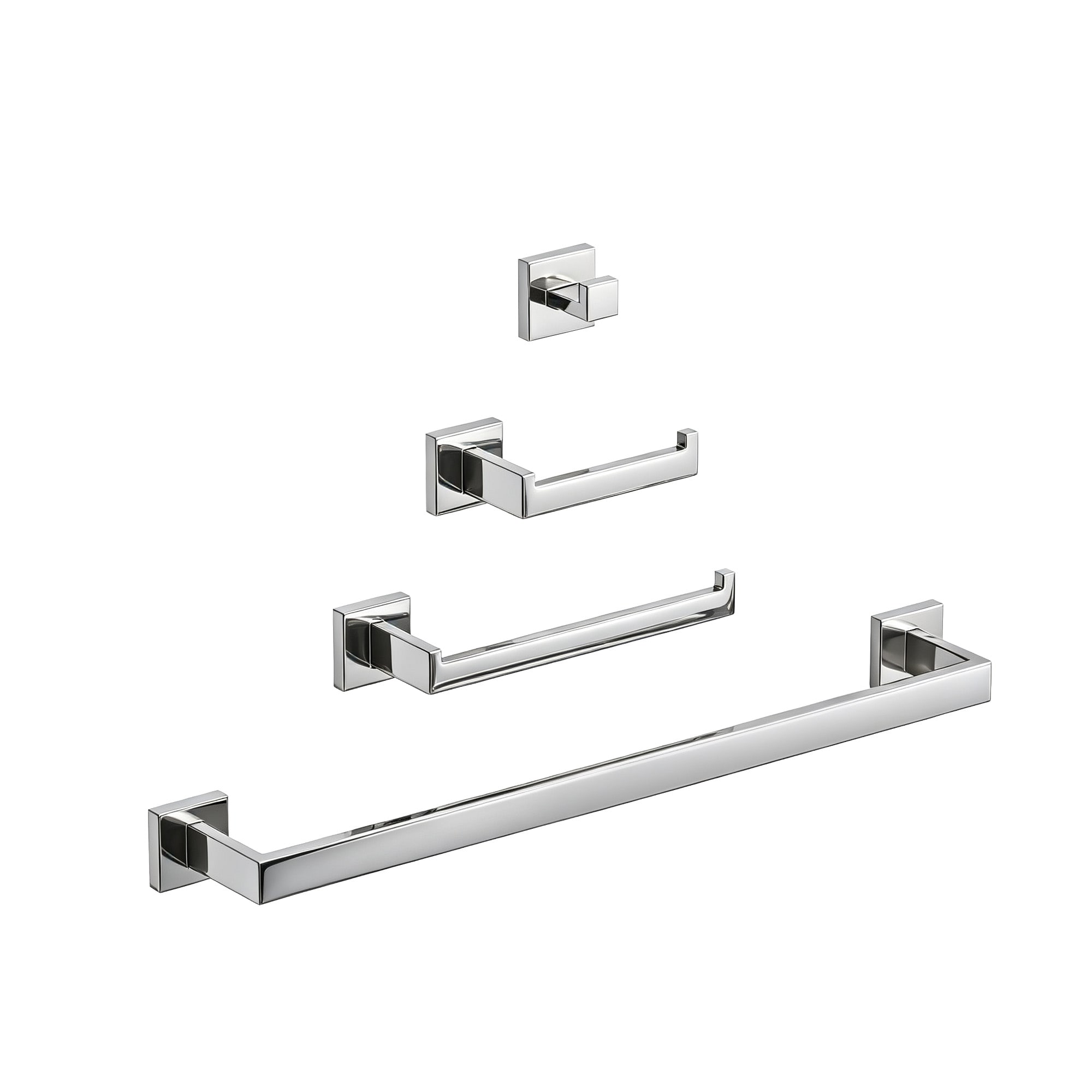 EVERSTEIN - 4-Piece Chrome Stainless Steel Bathroom Hardware Set with Towel Bar Robe Hook Toilet...