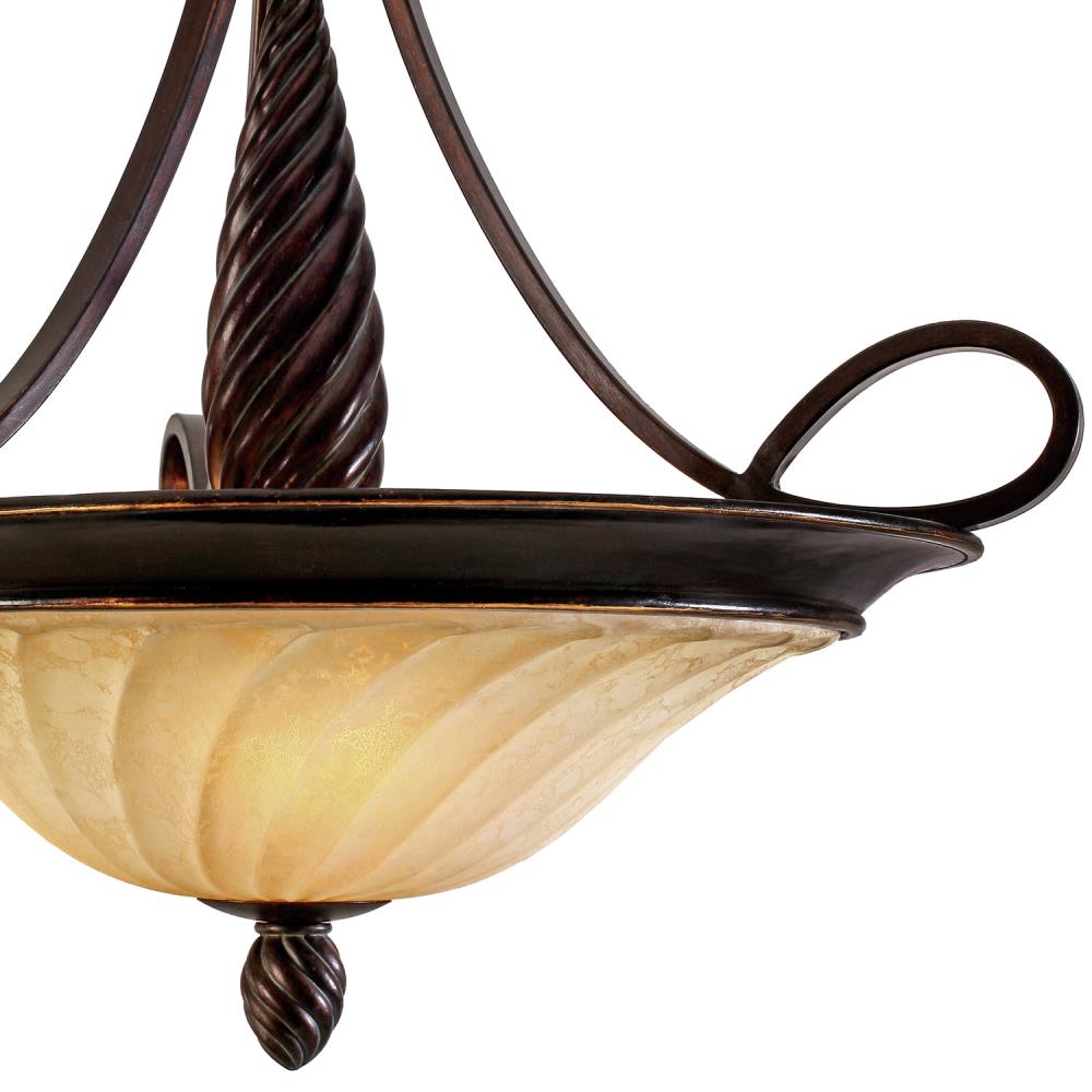 Torbellino 3 Light Pendant in Cordoban Bronze with Remolino Glass