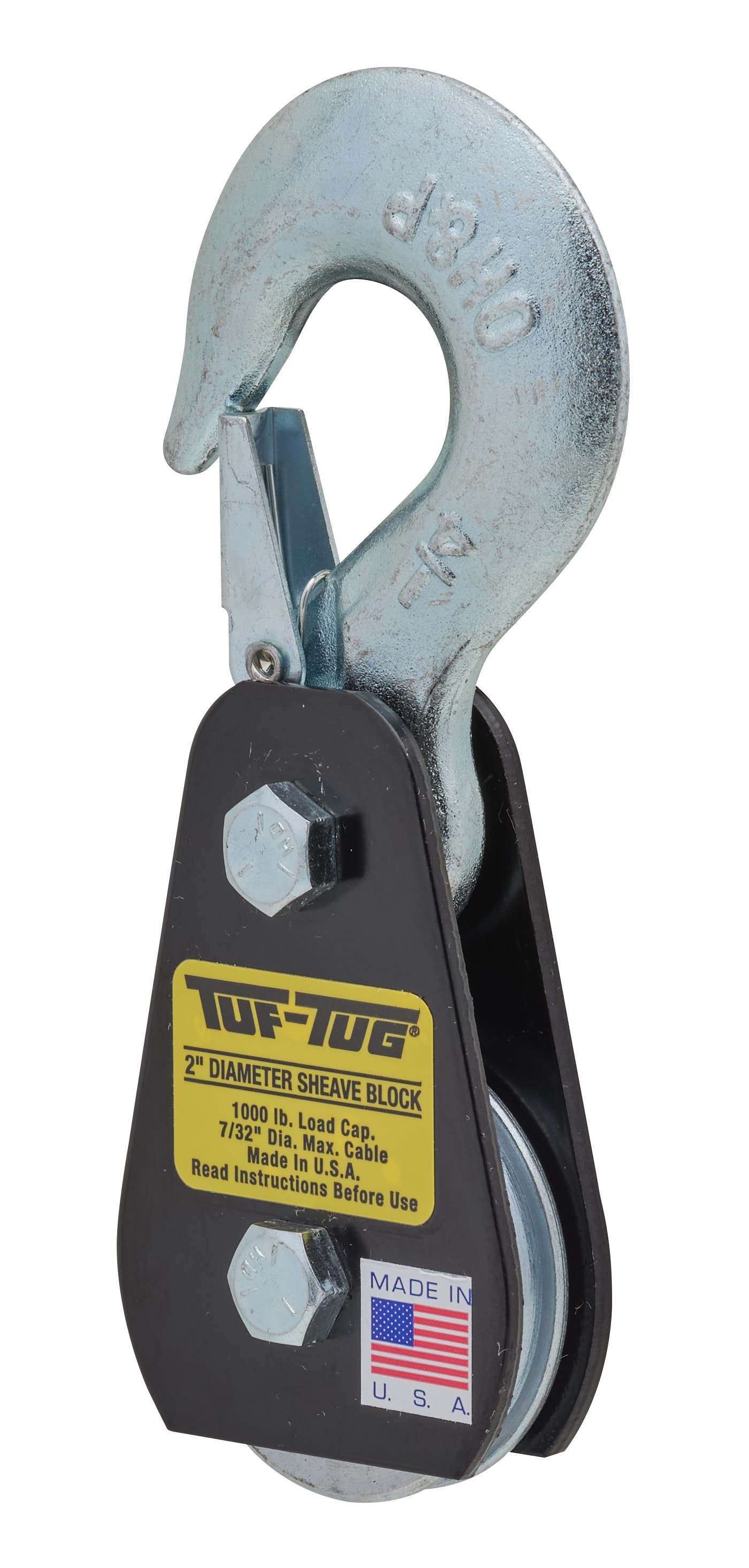 TUF-TUG 2 in Wire Rope Block, Hook Mount, 1,000 lb Capacity at
