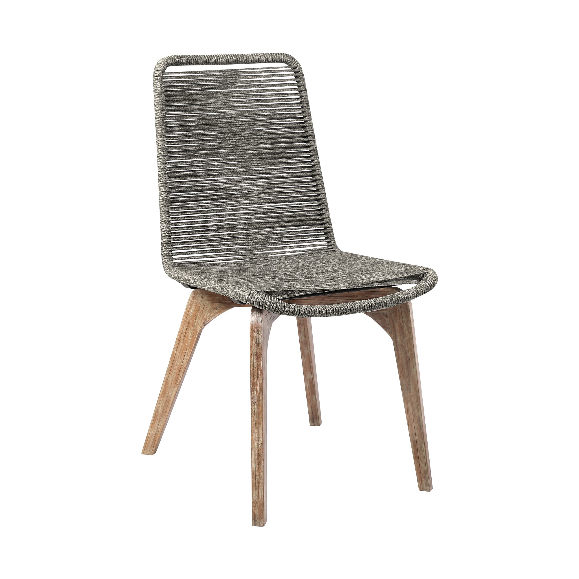 Armen Living SETODIS5GR 5 -Piece Natural Patio Dining Set Wood Rectangle Table with 4 Gray Stationary Chairs