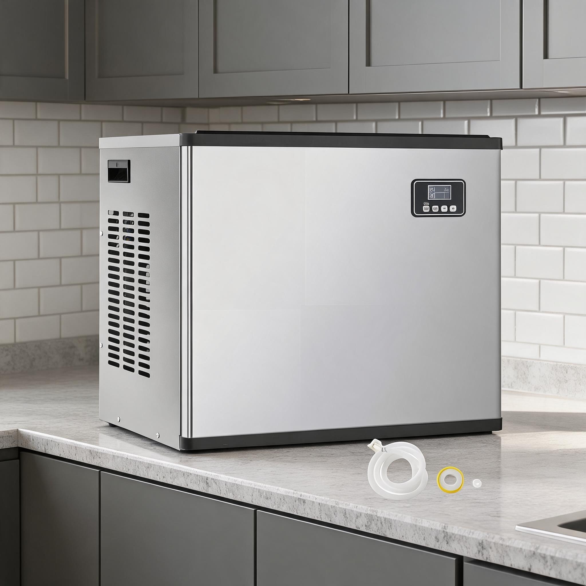 Watnature Silver Finish Stainless Steel Commercial Ice Maker Head 360 Lbs Daily Production for Restaurants Hotels #W9PS6L8P7MAN
