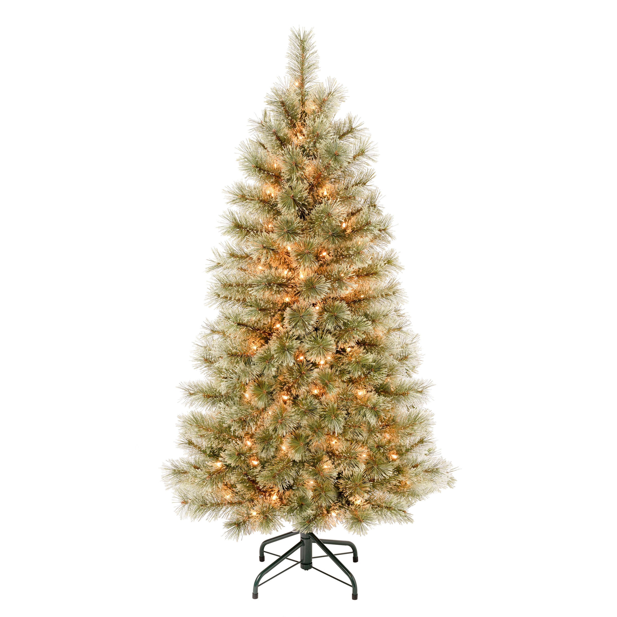 National Tree Company ARC100-300-45 4.5-ft Pine Pre-lit Slim Artificial Christmas Tree with Clear Incandescent Lights