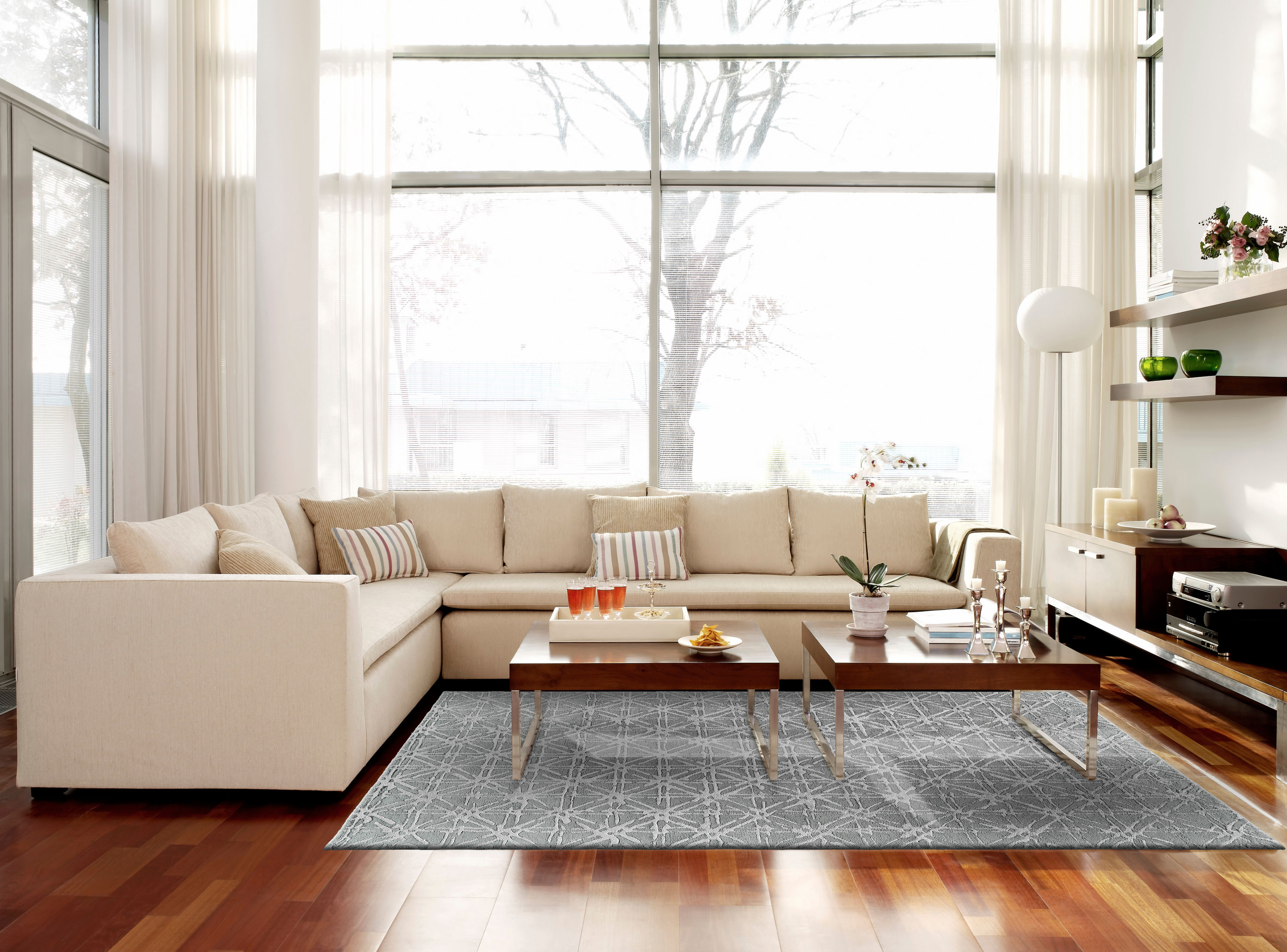 Room Envy 718R8353GRYSLVG99 Hartford 8 x 11 (ft) Tufted Wool Cool Gray/Silver Gray Rectangular Indoor Geometric Mid-Century Modern Area rug