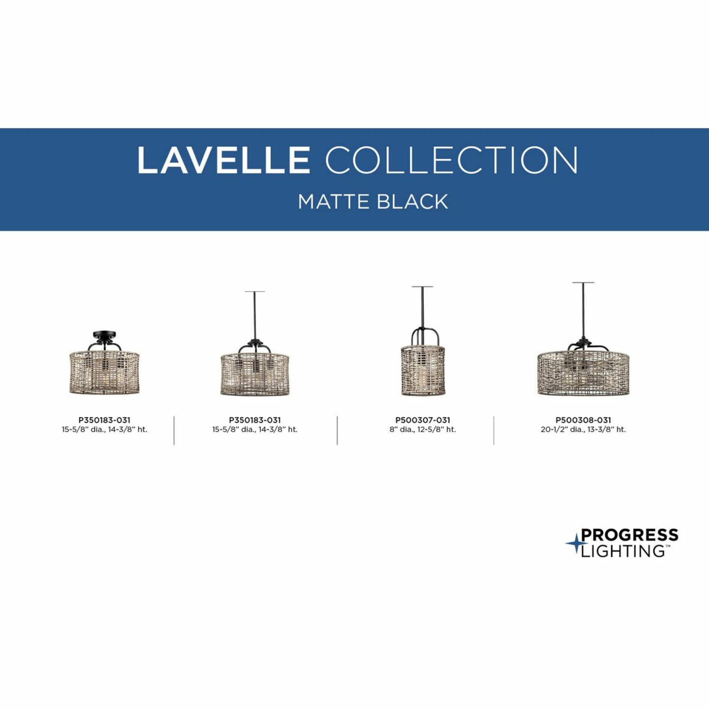 Progress Lighting Lavelle 4-Light Matte Black Rustic Drum Medium Hanging Pendant Light