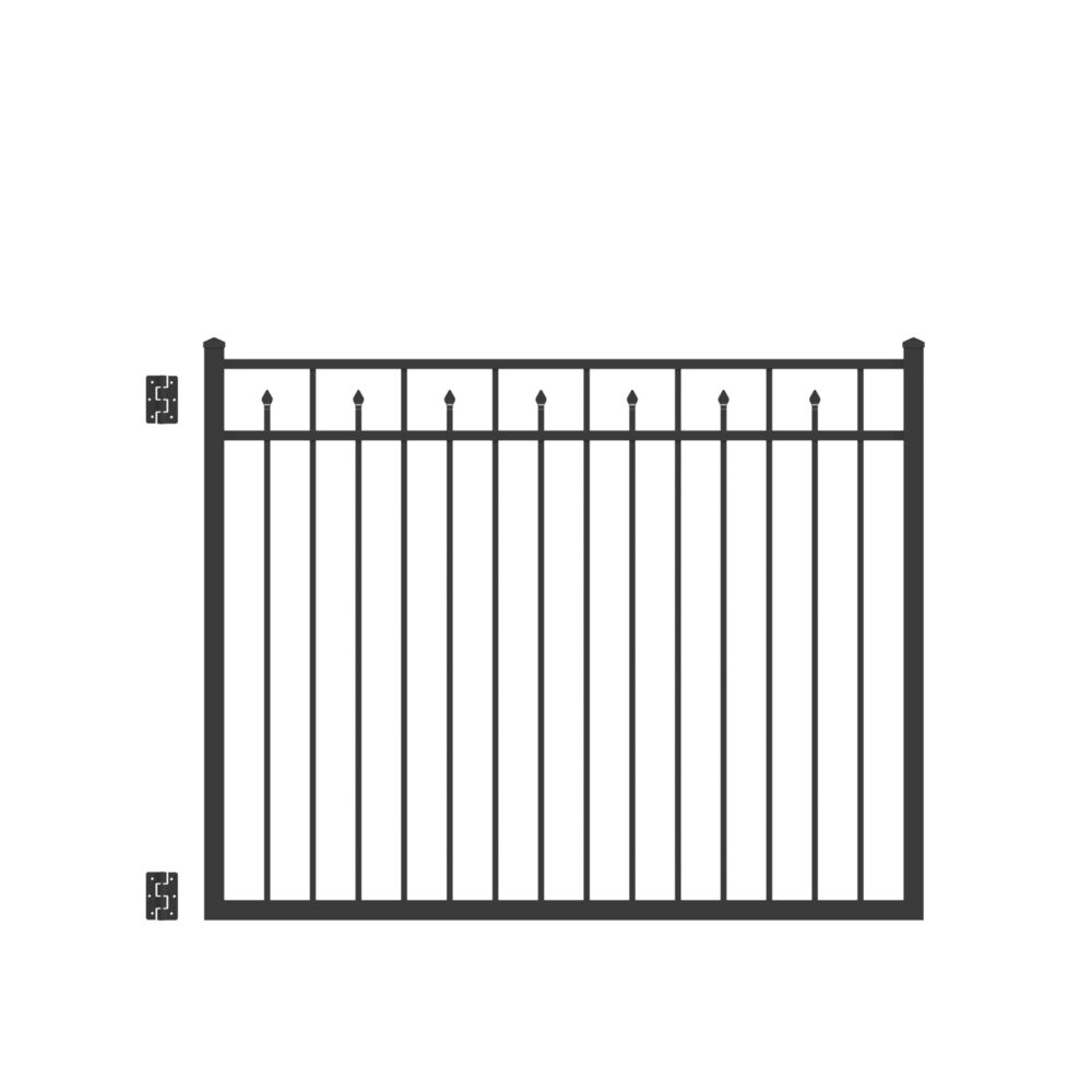 Freedom 73015240 Concord 4-1/2-ft H x 6-ft W Black Aluminum Decorative Walk-thru Spaced picket Fence gate