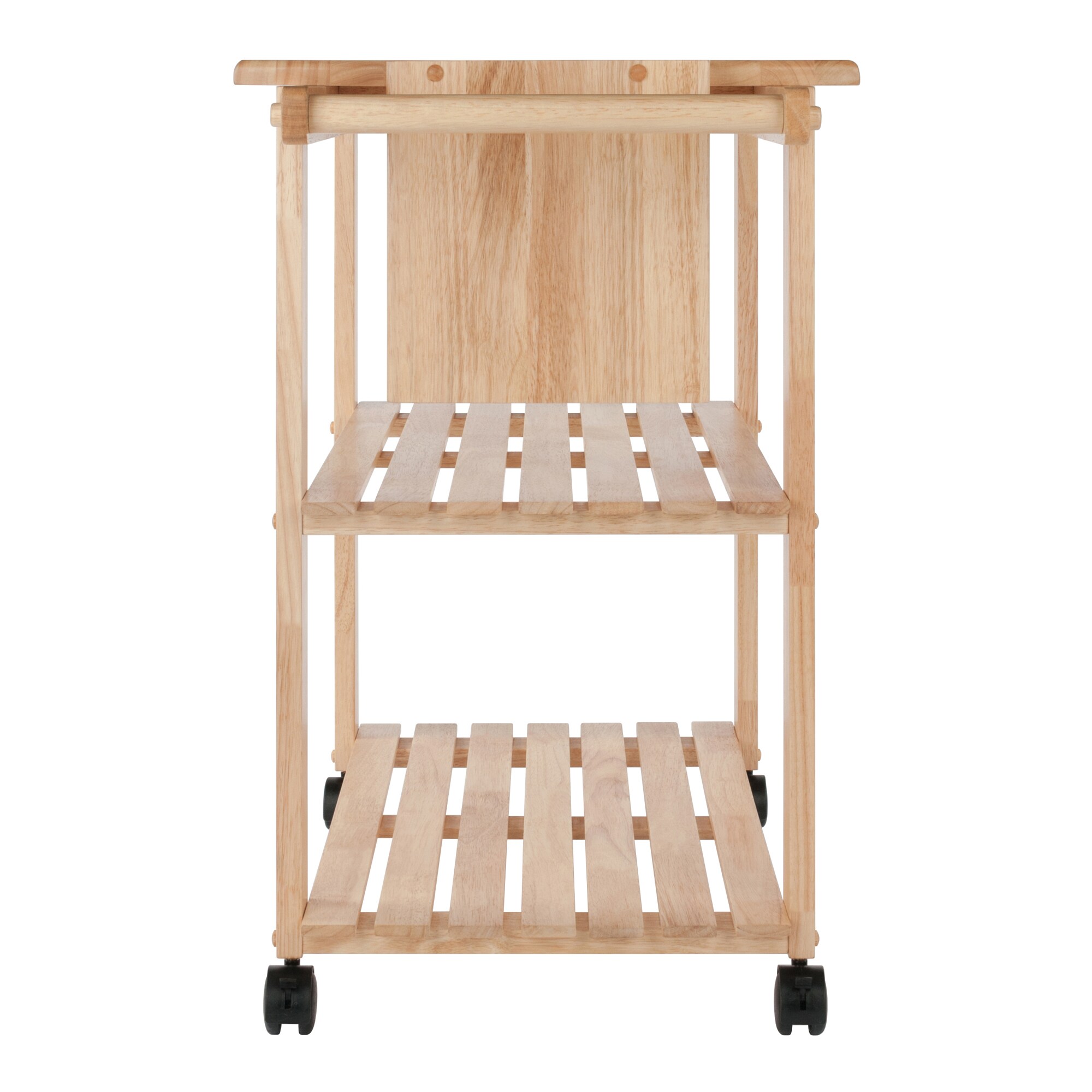 Winsome Natural Wood Kitchen Cart with Wine Rack and Storage