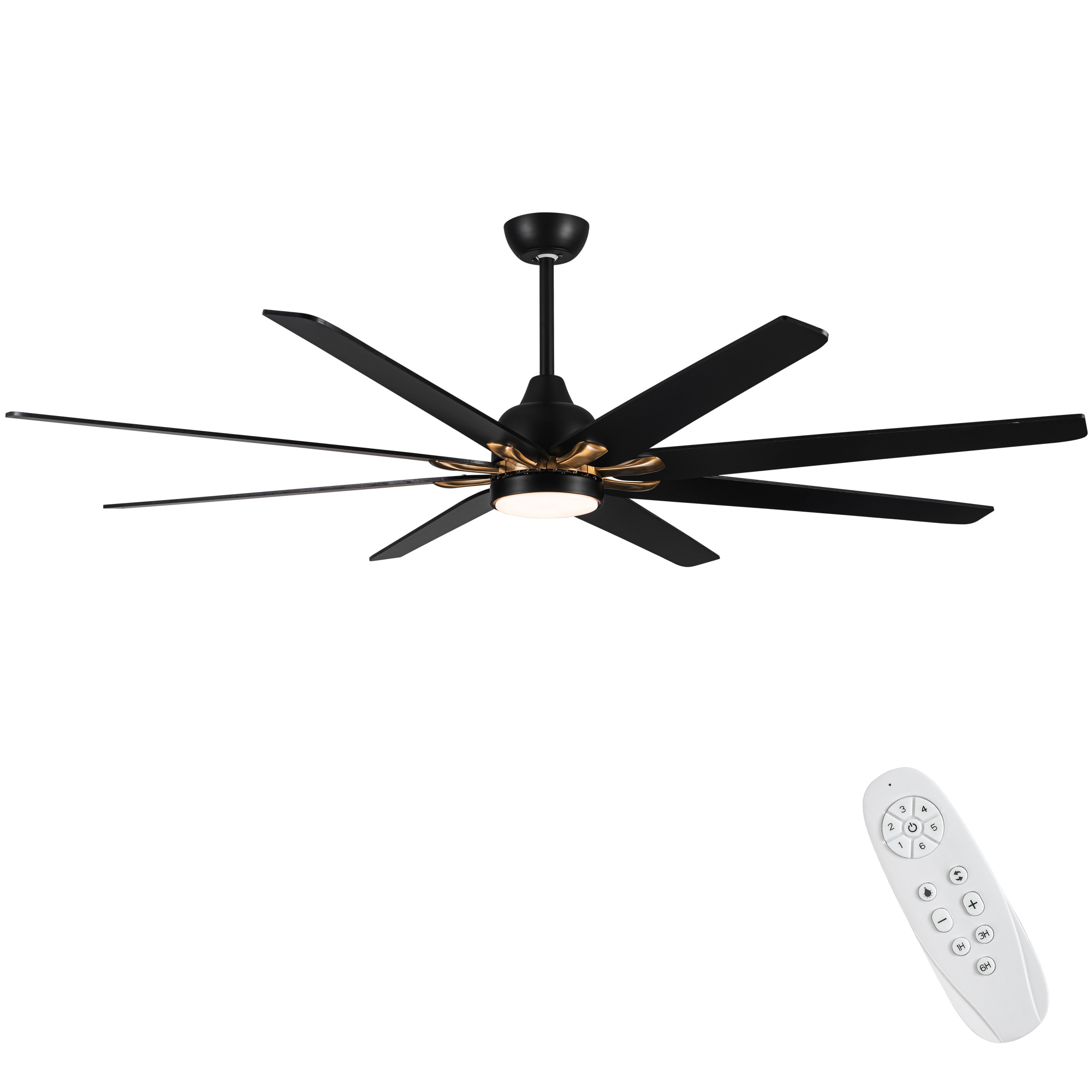 BABOOM BOM-7104031-OR 72-in Color-Changing Integrated LED Black with Antique Black Blades Ceiling Fan With Light - Remote Included ( 8 -Blade )