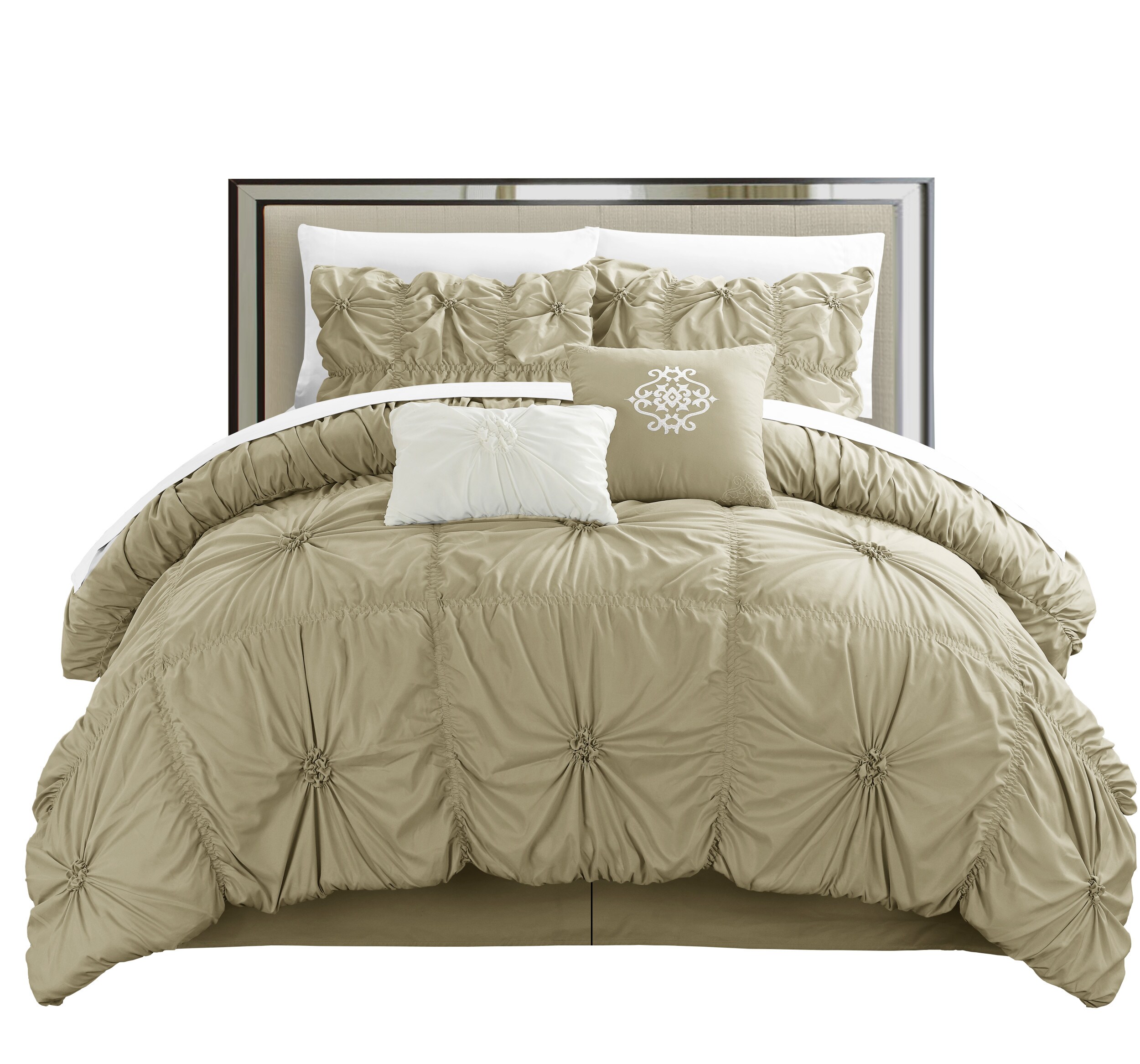 Chic Home Design Halpert 6-Piece Taupe Queen Comforter Set in the
