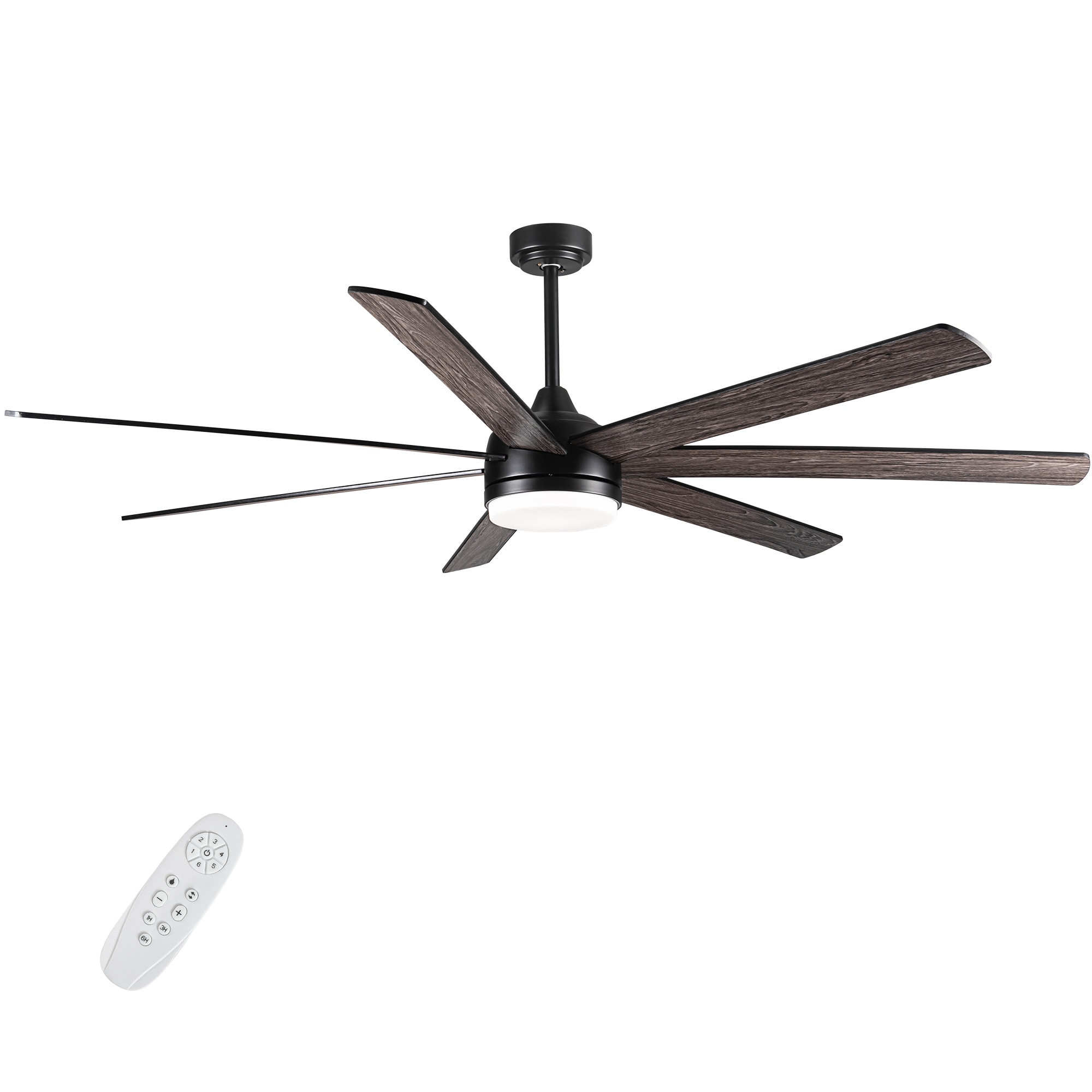 Yardreeze YHCF49BK0407 72-in Color-Changing Integrated LED Outdoor Black with Black Blades Ceiling Fan With Light - Remote Included ( 7 -Blade )