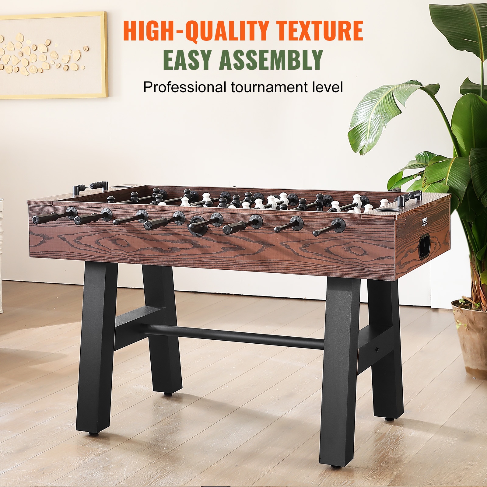 VEVOR 55'' Brown and Black Foosball Table with Telescopic Rods