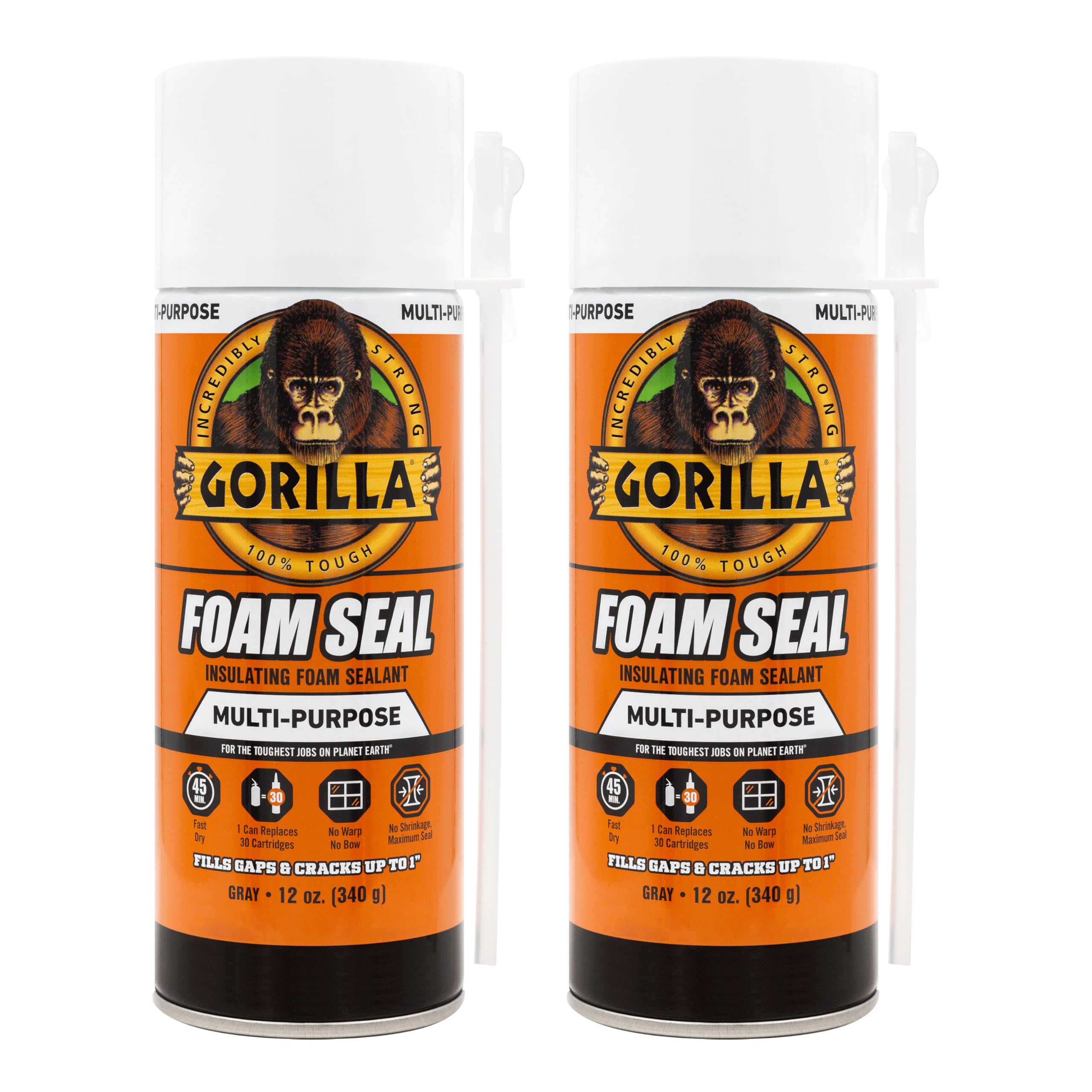 Gorilla  Spray Foam Sealant  Light Gray 12 Ounce Pack of 2  Versatile Polyurethane Expanding Foam