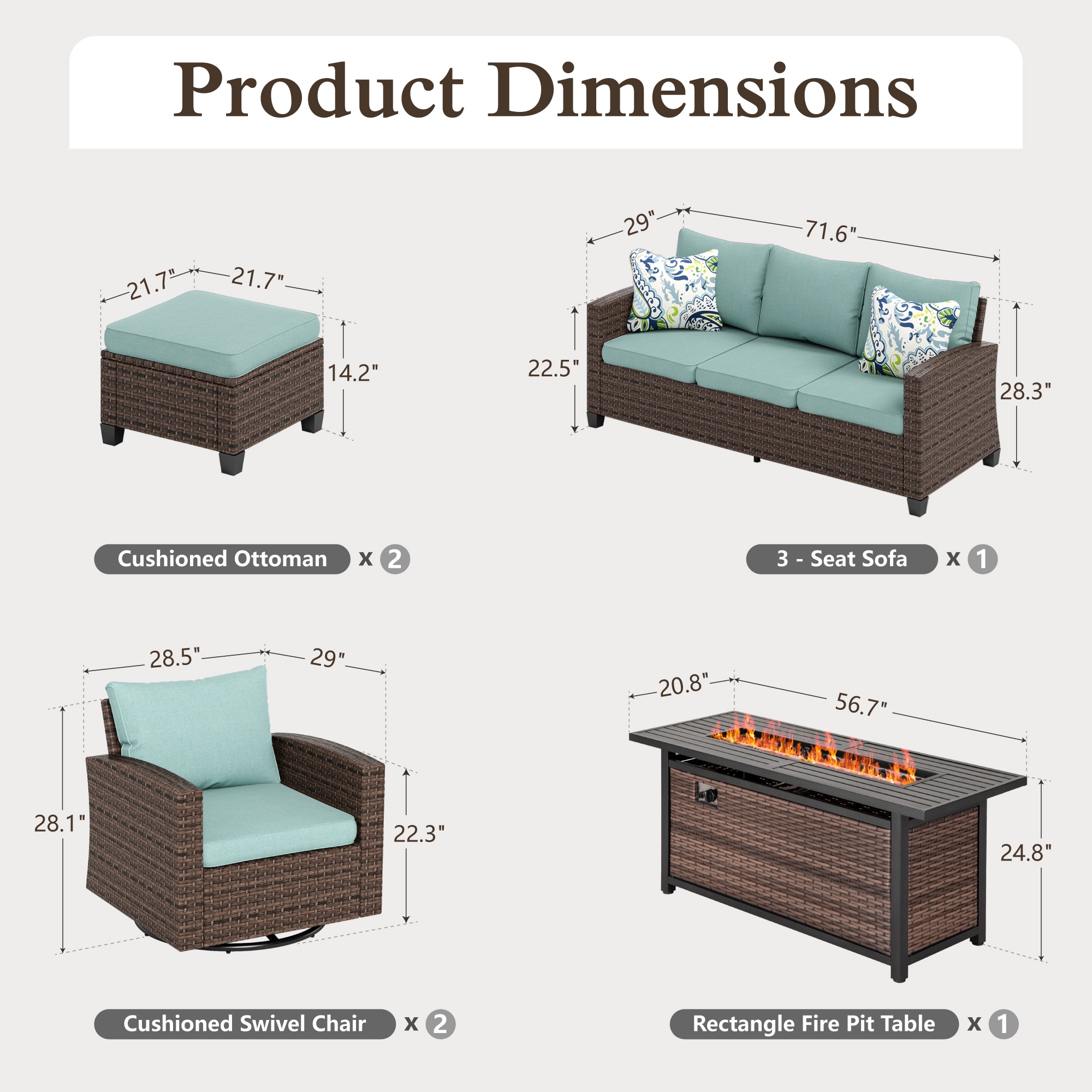 Sunshine Valley CR007-16-7-BU-GS103 Patio-Conversation-Sets - View #10