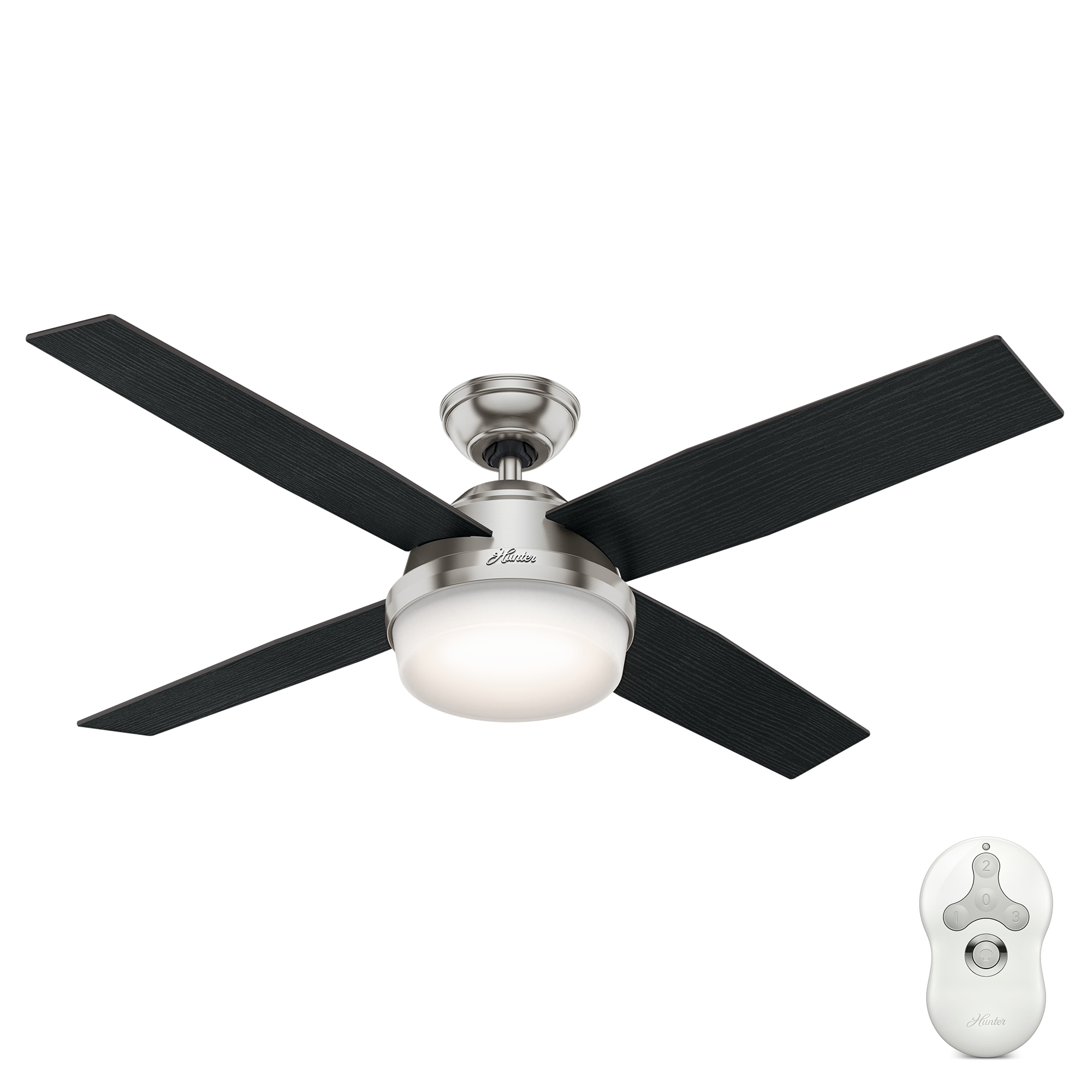 Hunter Fan 52 in Brushed Nickel Ceiling Fan with Four Dimmable LED Lights 