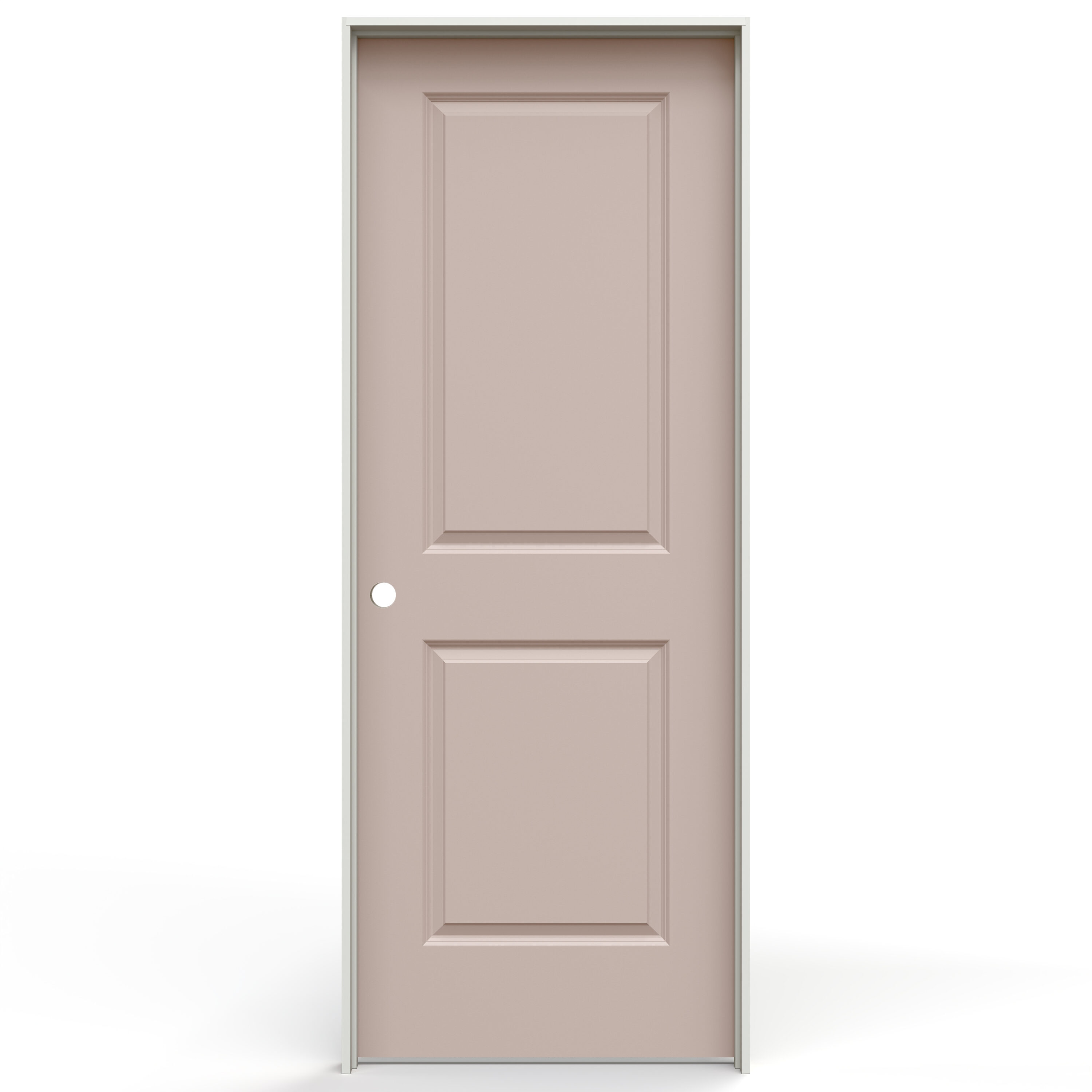JELD-WEN LOWOLJW252700113 24-in x 80-in Blush Silk Solid core 2-panel Right hand Smooth Prefinished Molded composite Flat Jamb Single Prehung Interior Door