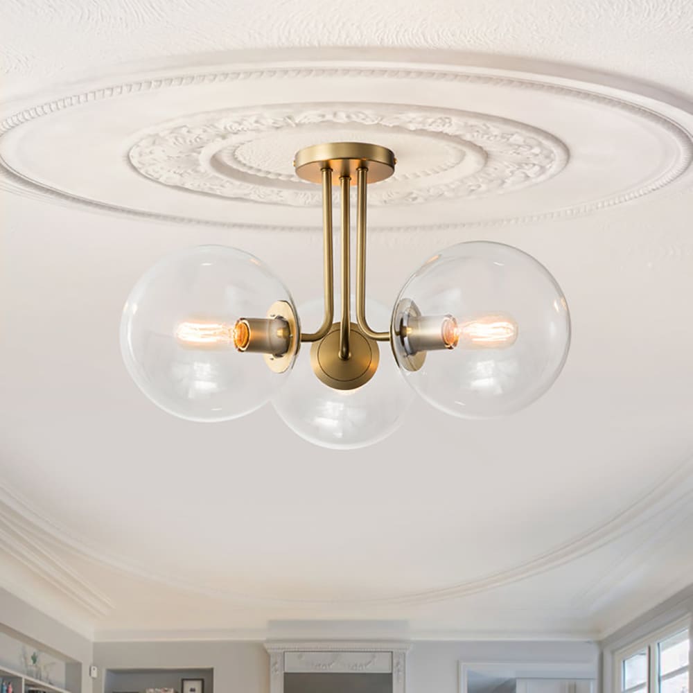 EDISLIVE Y81010000044598 Lueck 3 -Light 22-in Gold Semi Flush Mount Light