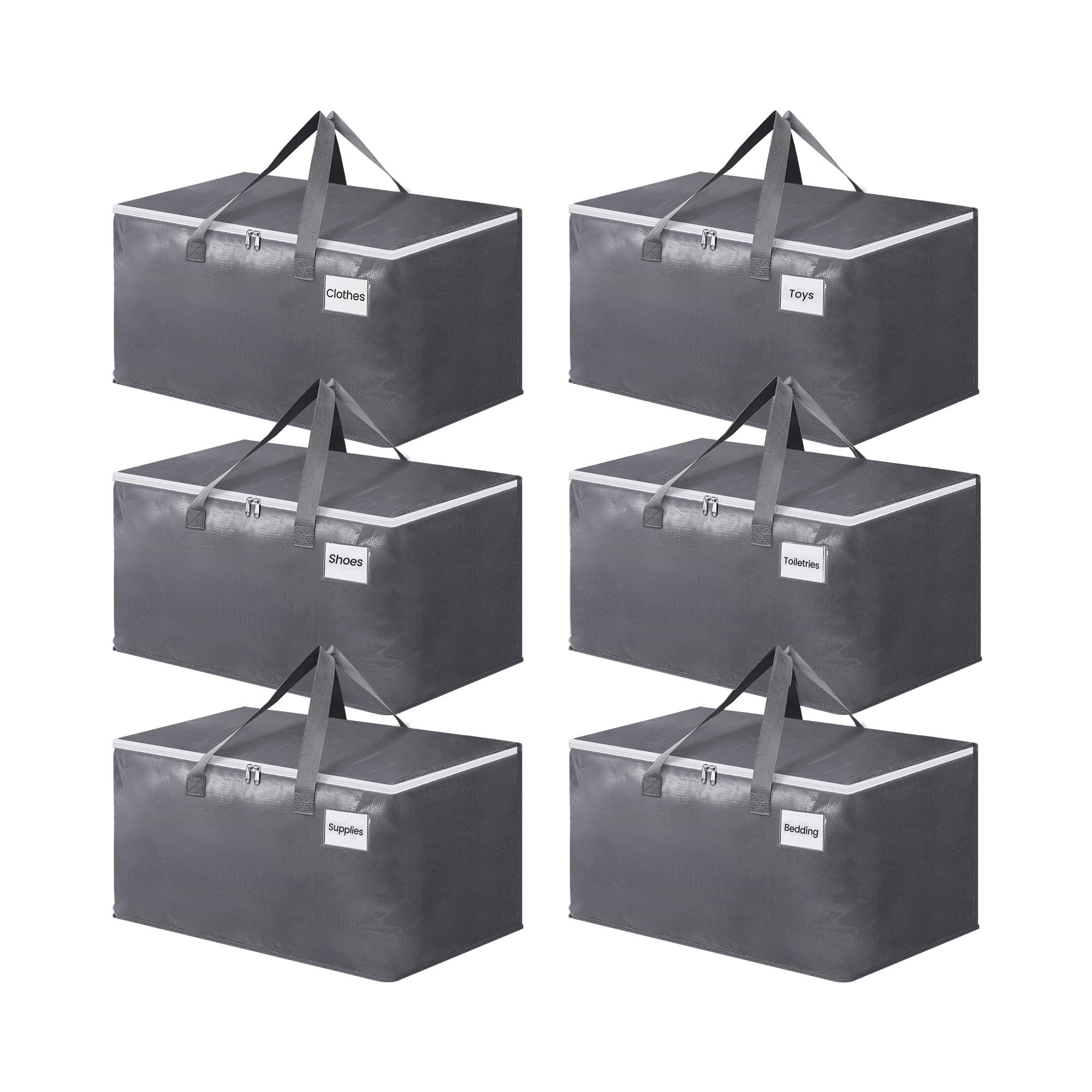 Etokfoks 6 pack large heavy duty moving storage bags totes 93L capacity ...
