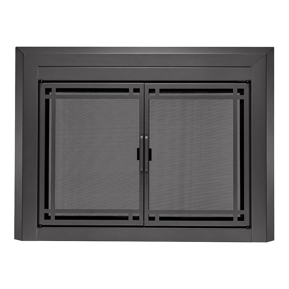 Madison Gunmetal Gray Small Cabinet-style Fireplace Doors with Smoke Tempered Glass | - allen + roth FPDS402SLV