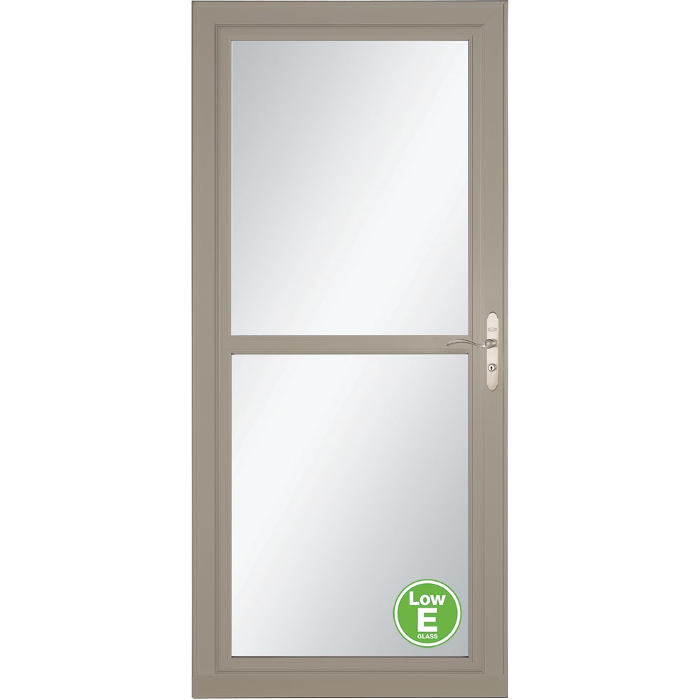 LARSON Tradewinds Selection Low-E 36-in x 81-in Sandstone Full-view Retractable Screen Aluminum Storm Door with Brushed Nickel Handle in Brown -  14604092E17