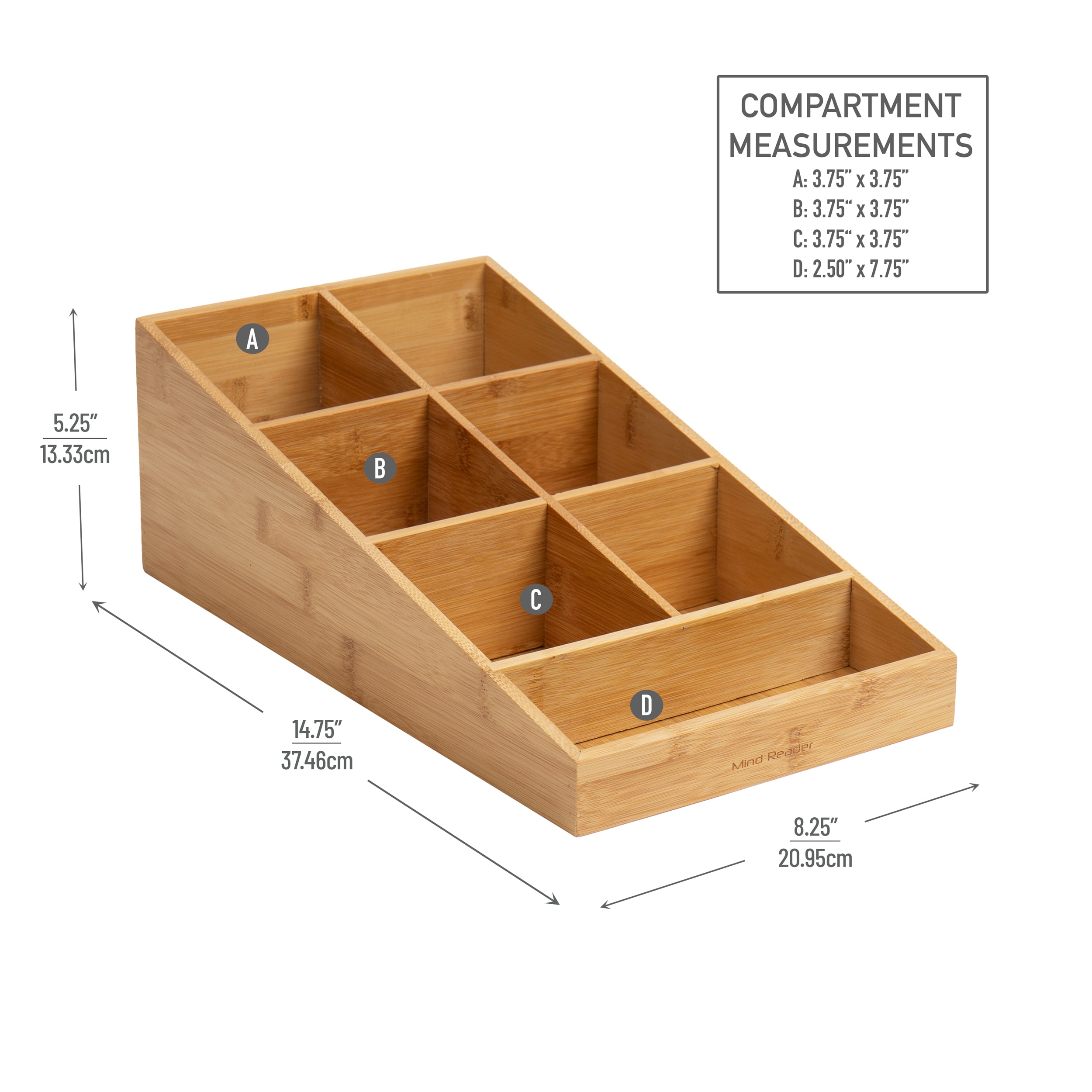 Mind Reader 6 Compartment Upright Coffee Condiment and Cup Organizer, Brown