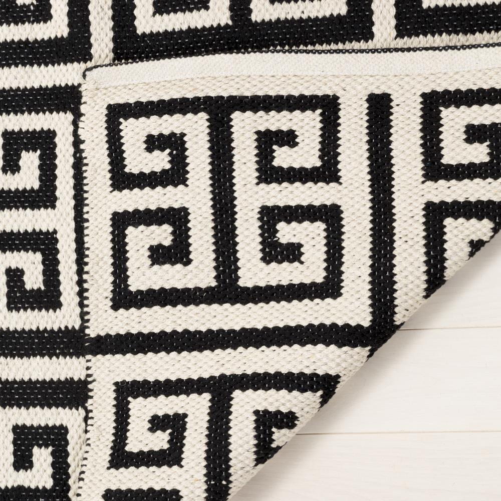 Handmade Black and Ivory Cotton Flat Woven Area Rug
