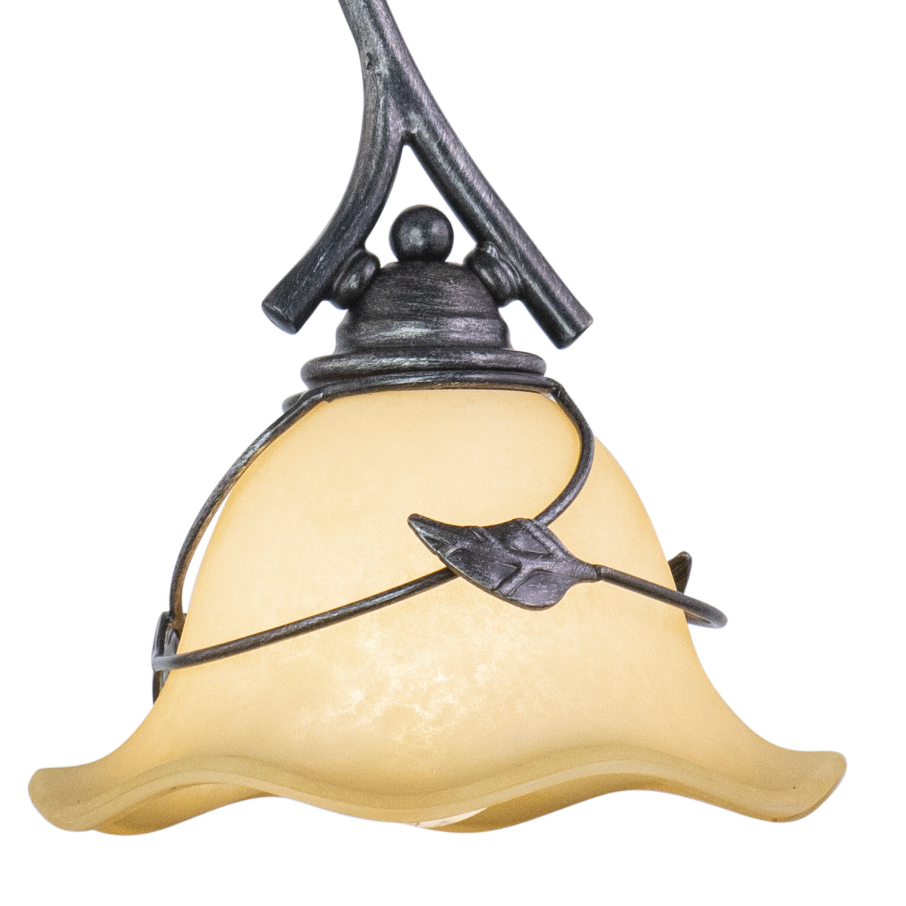 Vine Oil Shale Rustic Mini Pendant with Amber Flake Glass
