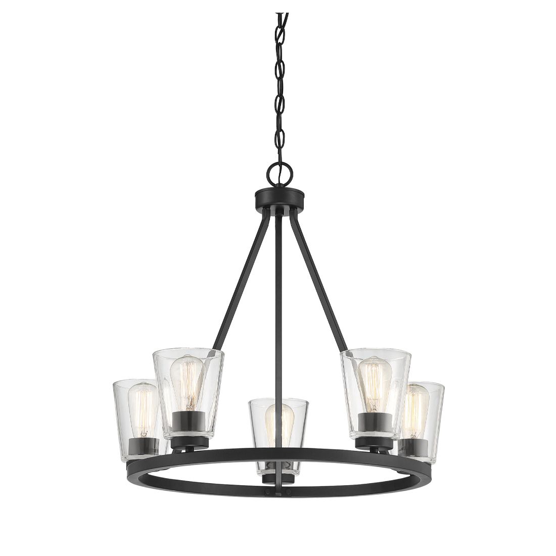 5-Light Matte Black Modern/Contemporary Dry Rated Chandelier in the ...