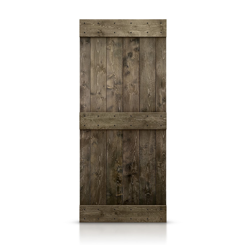 CALHOME DOOR-ASM-03-38CT 38-in x 84-in Espresso Mid-Bar Pine Wood Solid core Single Barn Door (Hardware Not Included)
