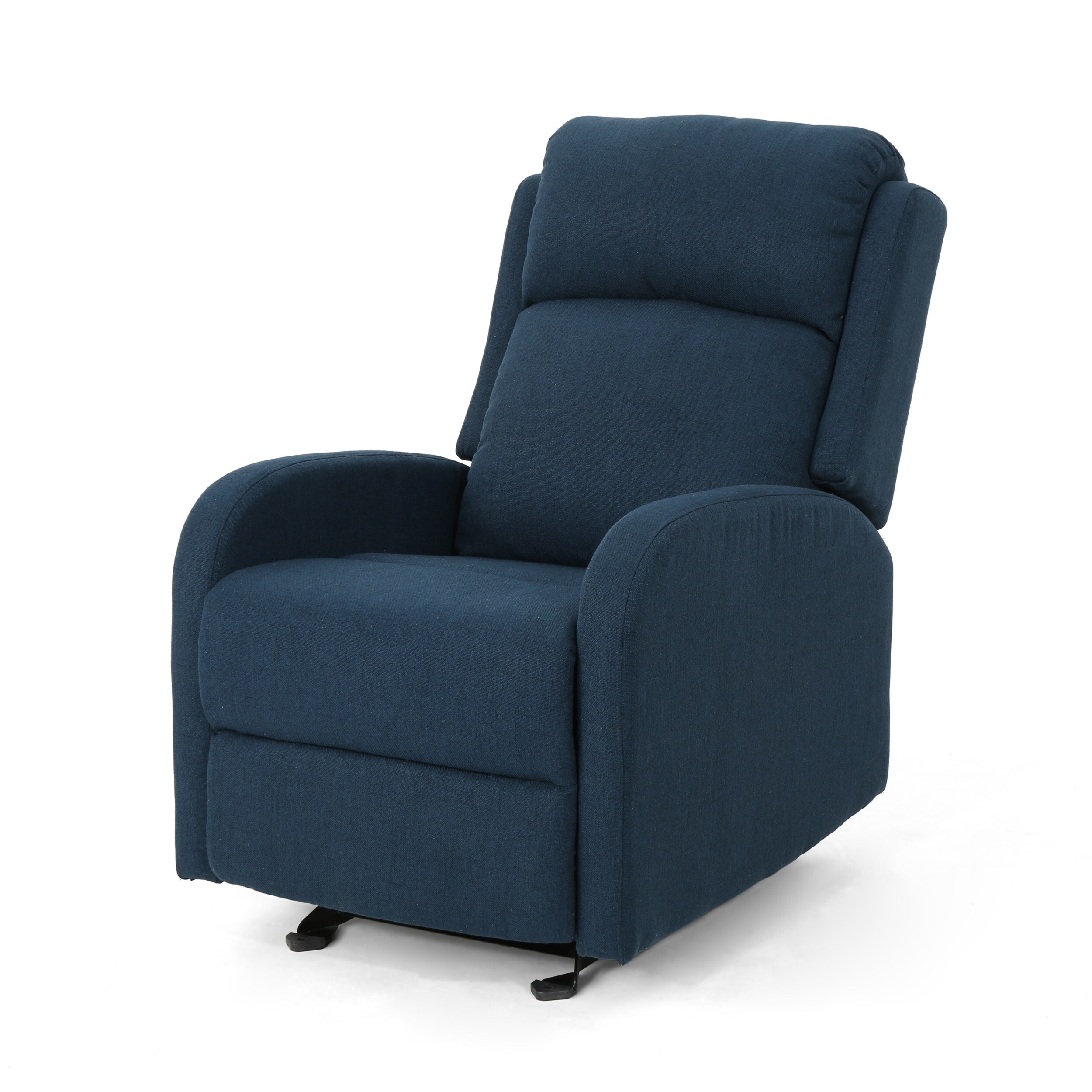 Navy Blue Polyester Rocking Recliner with Black Legs