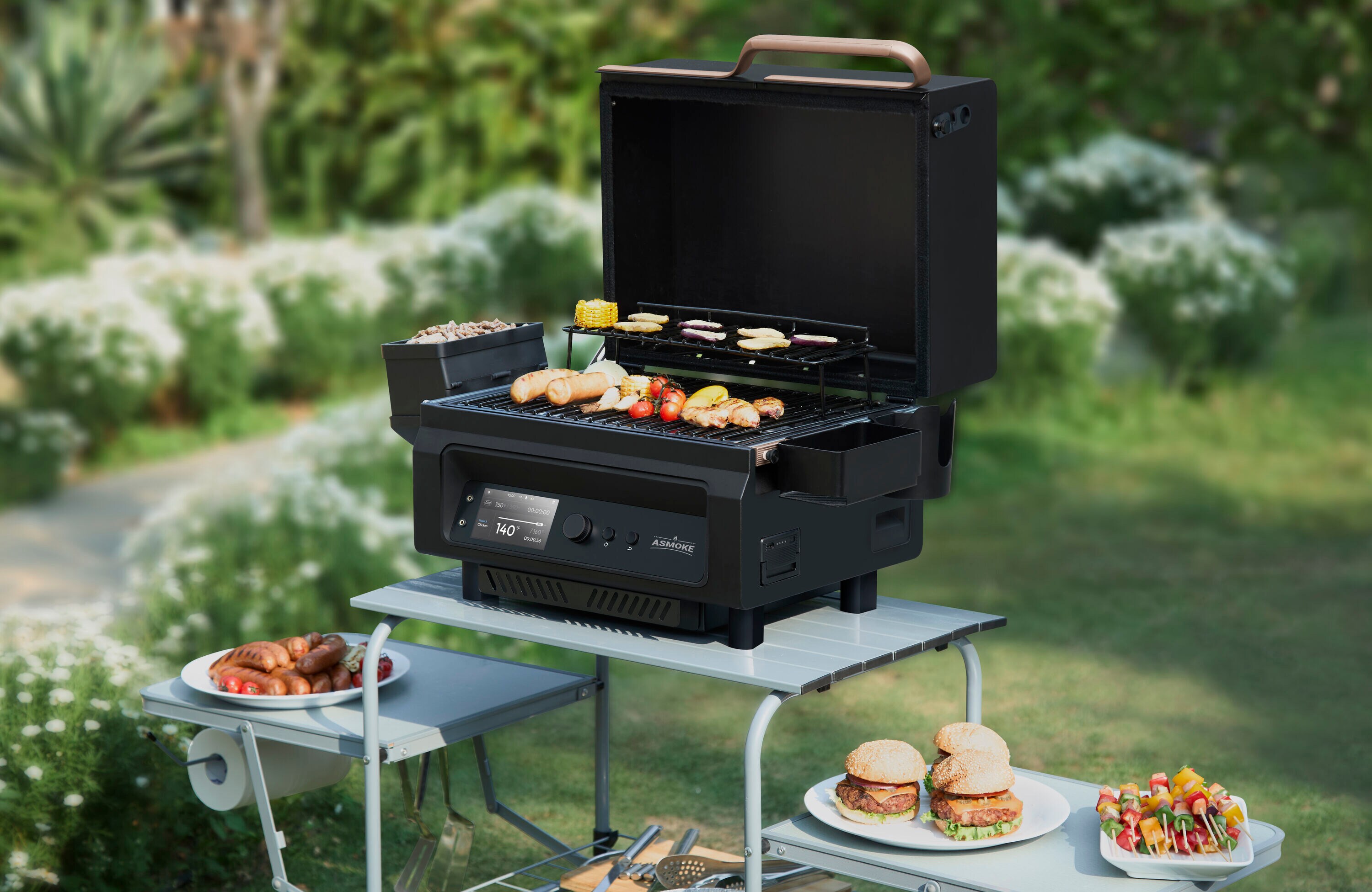 ASMOKE Essential 196.5-Sq in Black Pellet Grill CPES0360901 ASMOKE Essential 196.5-Sq in Black Pellet Grill CPES0360901