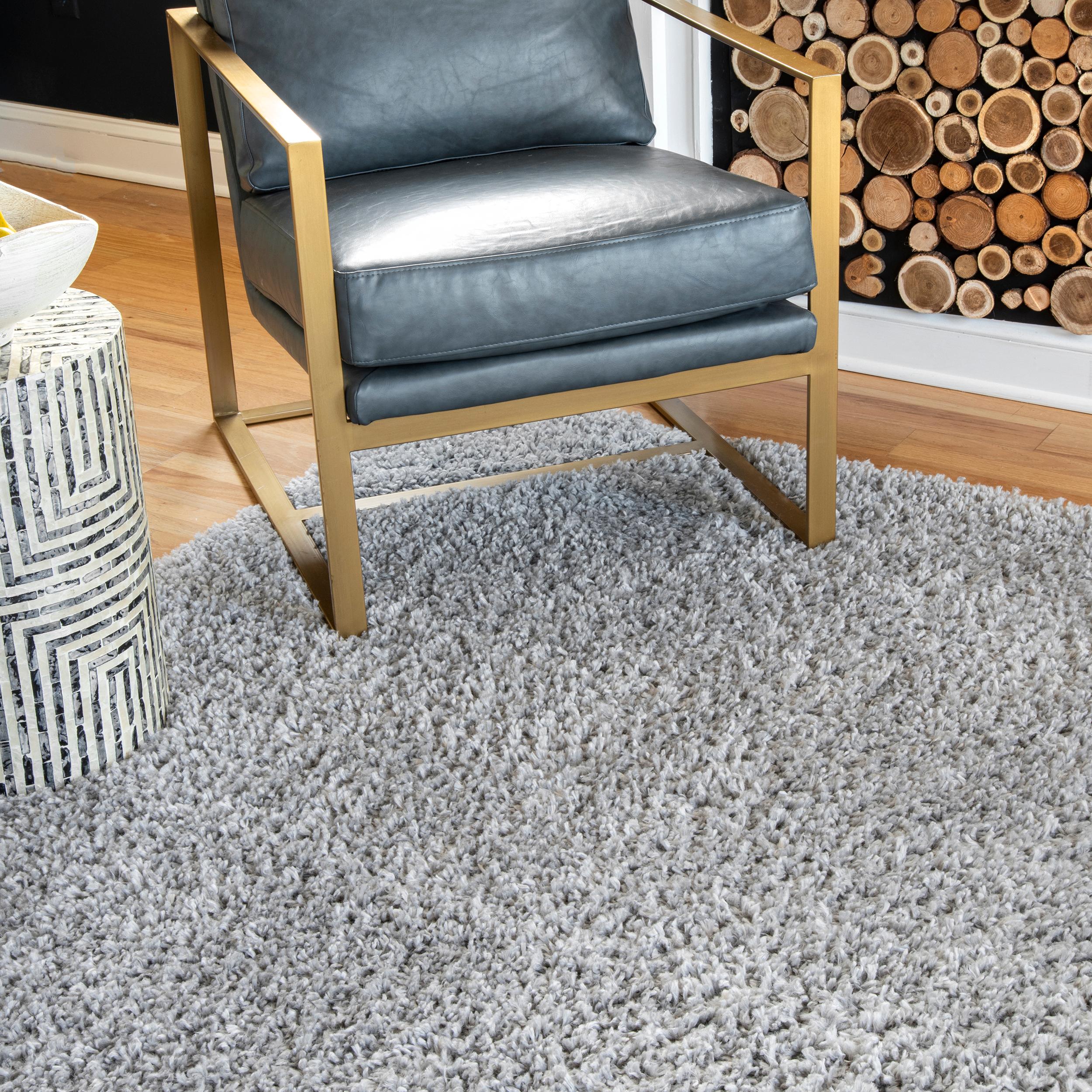 Kara Thick Gray Synthetic Shag Runner Rug 2' 8" x 8'