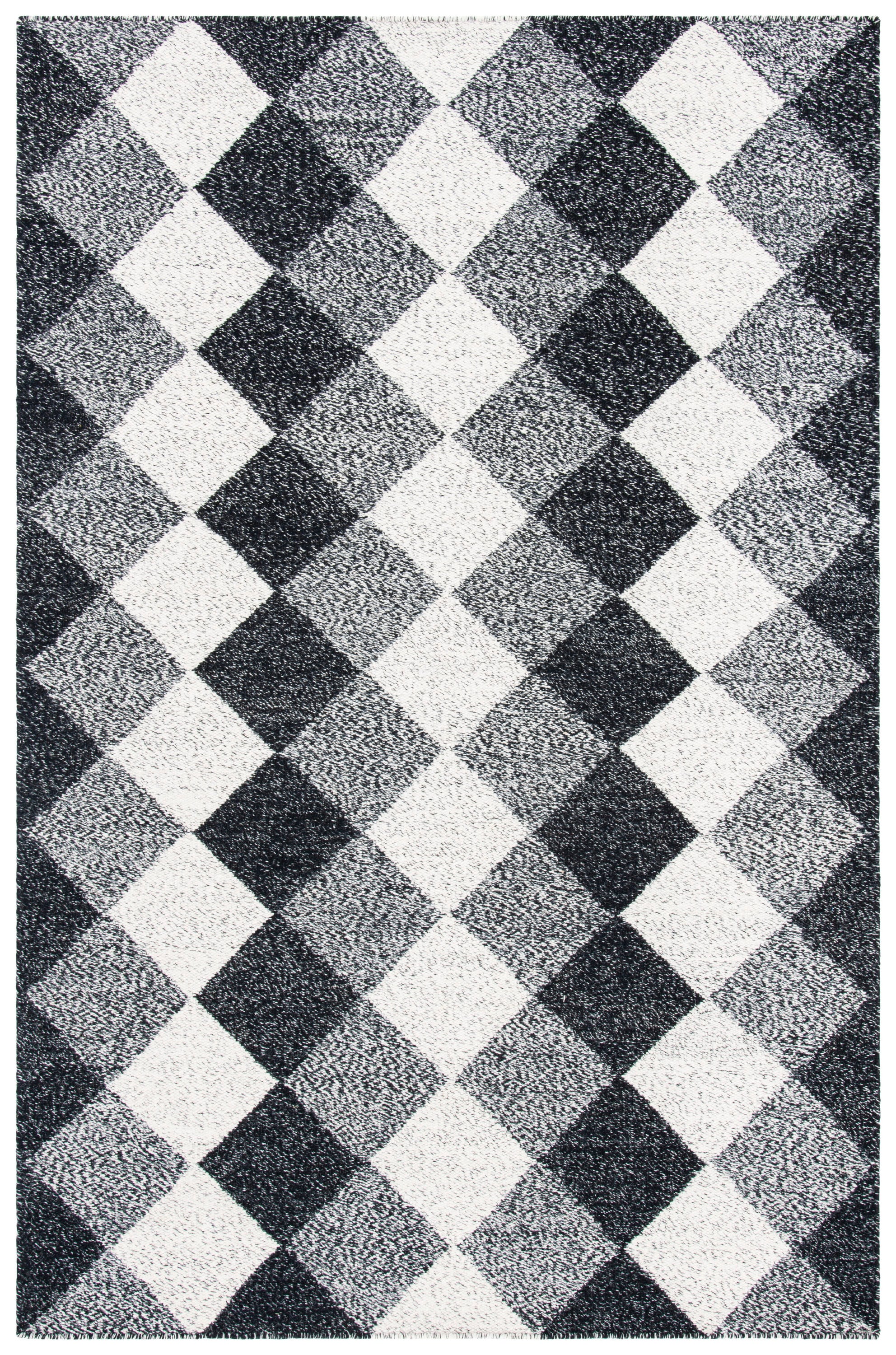 Handmade Black and Ivory Wool Flat Woven Area Rug