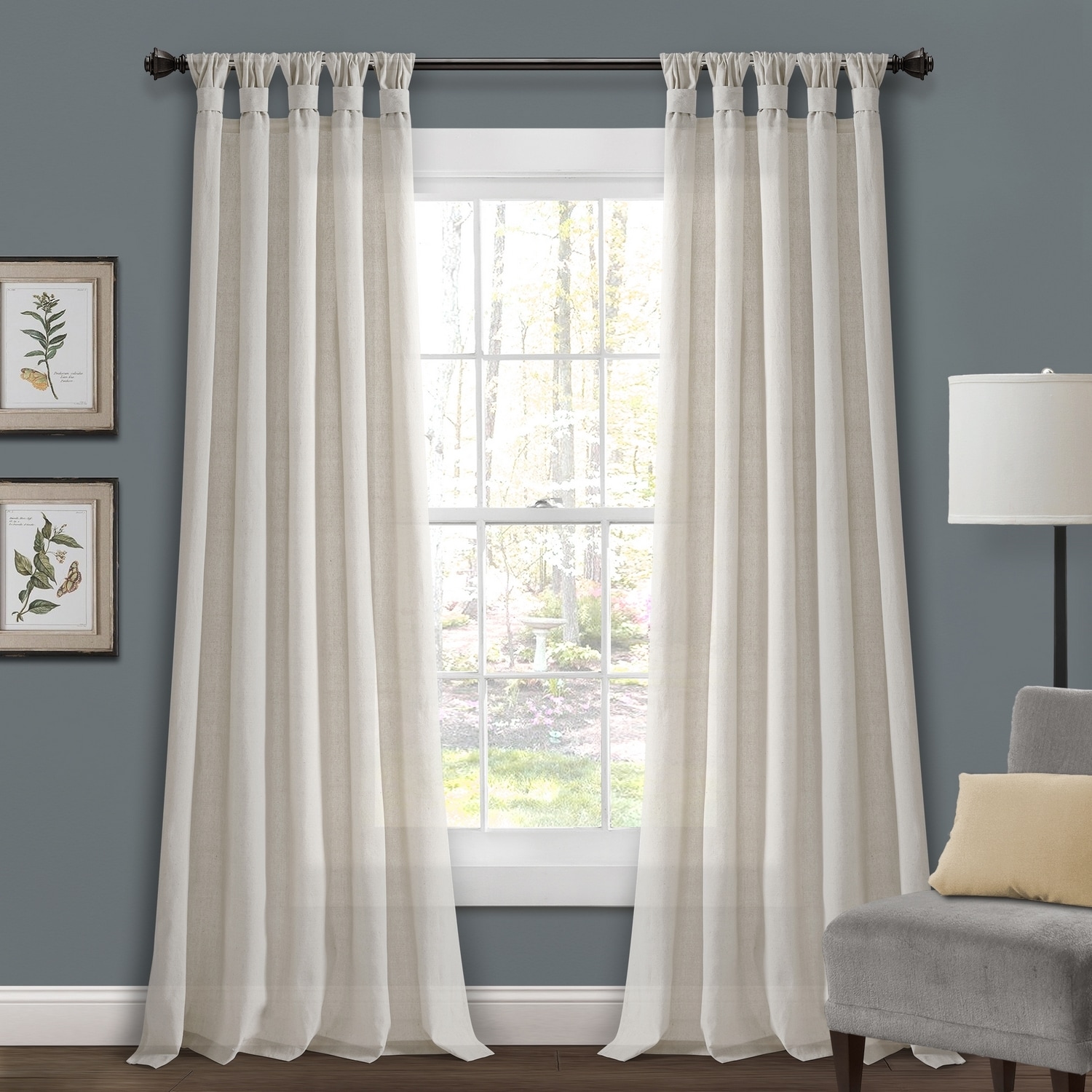 Lush Decor 16T004242 84-Inches Light Linen Light filtering Back tab/Pinch pleat/Rod pocket Curtain panel pair