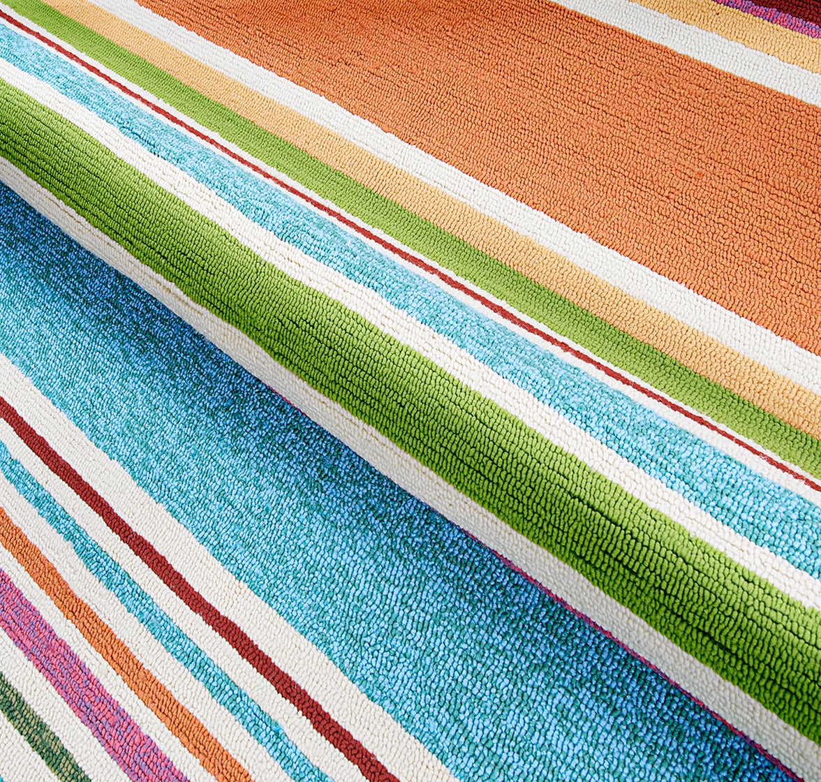 Coastal Charm Blue Stripe Reversible Wool-Blend Runner Rug, 2'6" x 8'6"