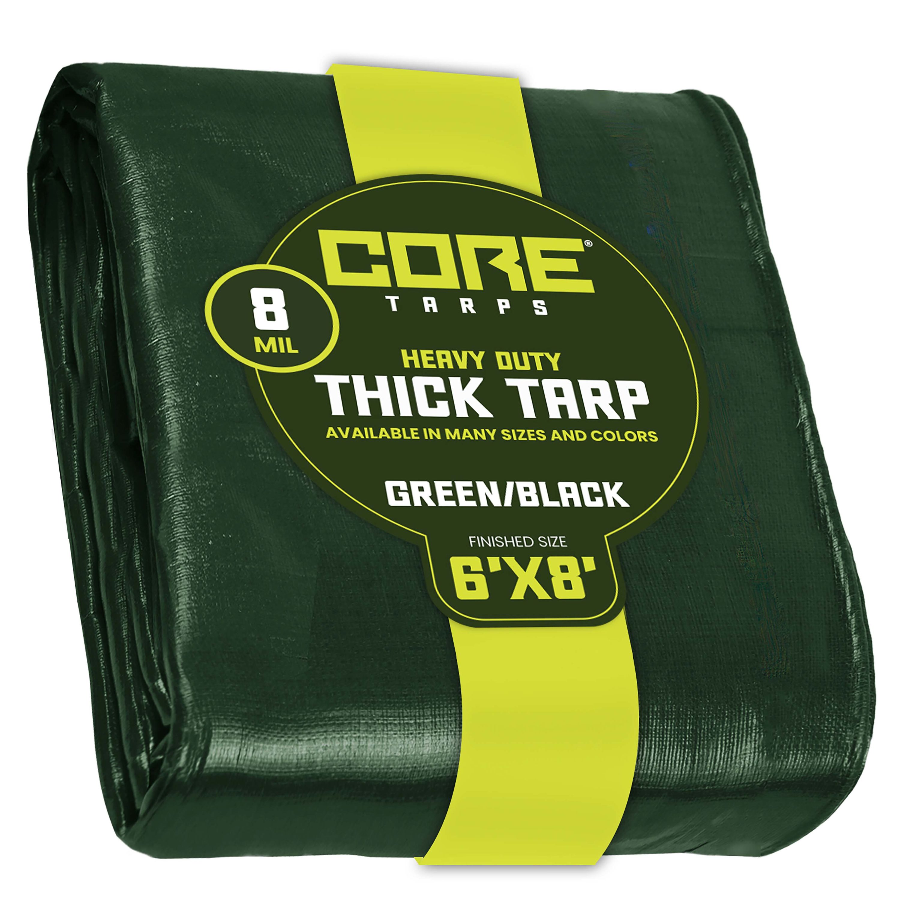 Core Tarps CT-403-6X8 6-ft x 8-ft Green Waterproof Commercial Polyethylene 8-Mils Tarp