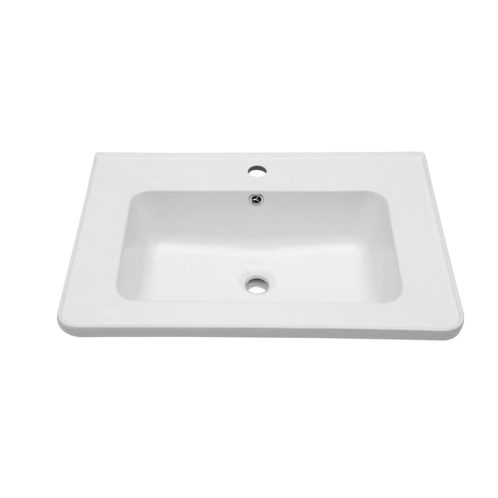 Tatayosi 28Inches x 19Inches White Rectangular Single Vanity Top with 1 Faucet Hole and Overflow(Sink Only)