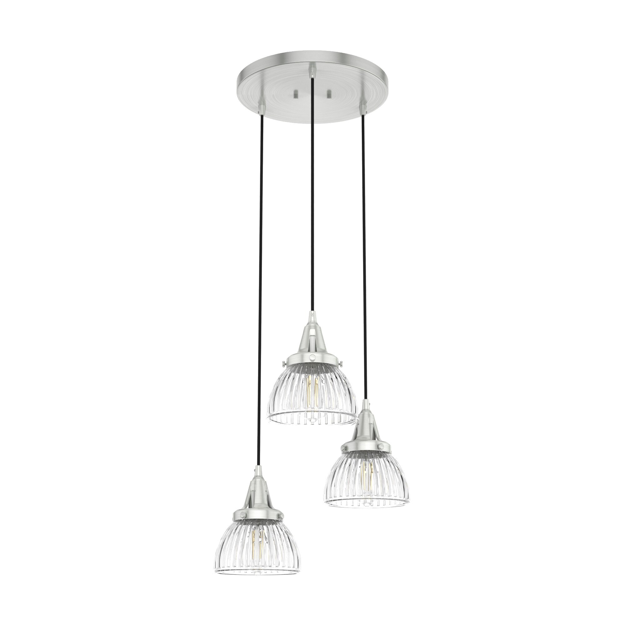Hunter Cypress Grove 3-Light Brushed Nickel Transitional Clear Glass Linear LED Mini Hanging