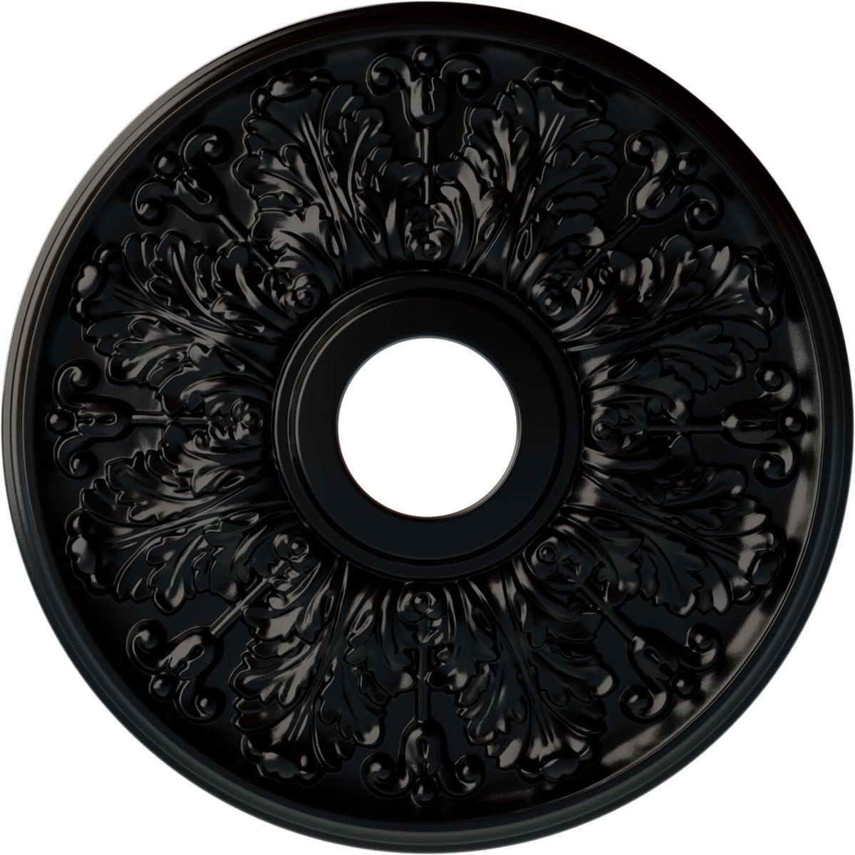 Ekena Millwork CM16APBLF Apollo 16.5-Inches W x 16.5-Inches L Painted Jet Black Polyurethane Whole Ceiling Medallion