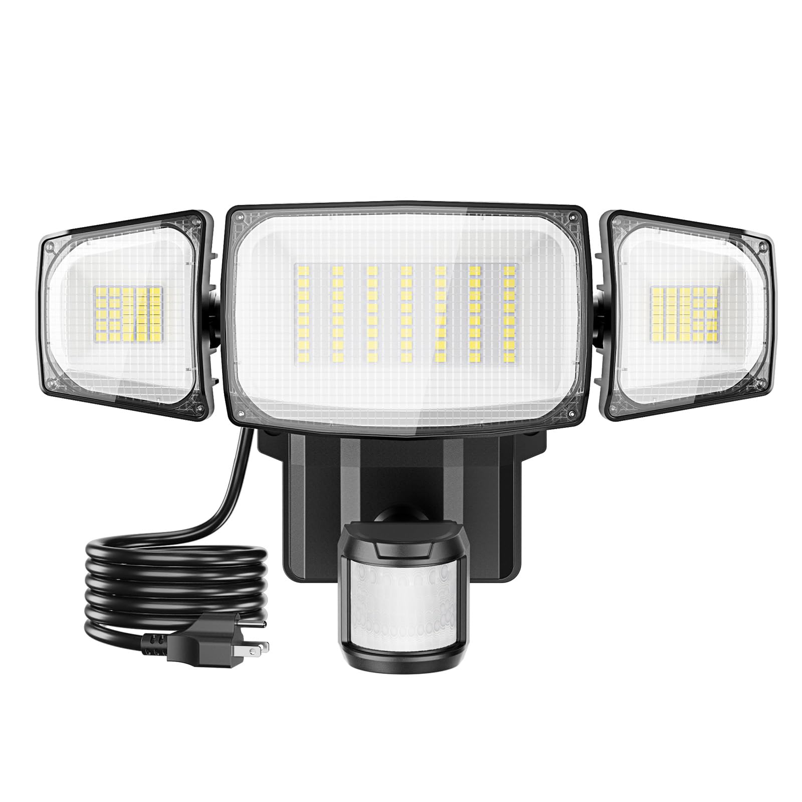 ITOPFOX  80W Motion Sensor Outdoor Light Plug in LED Security Flood Light 8000 Lumen IP65 Waterproof Dusk to Dawn Adjustable Heads for Garage